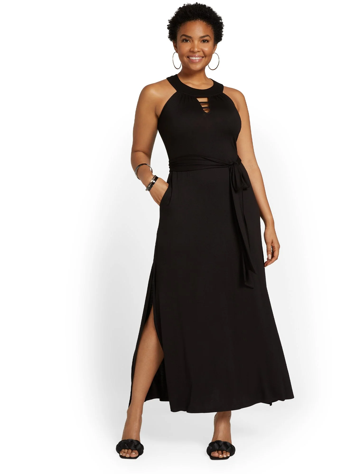 Tie-Waist Knit Maxi Dress - Image 2