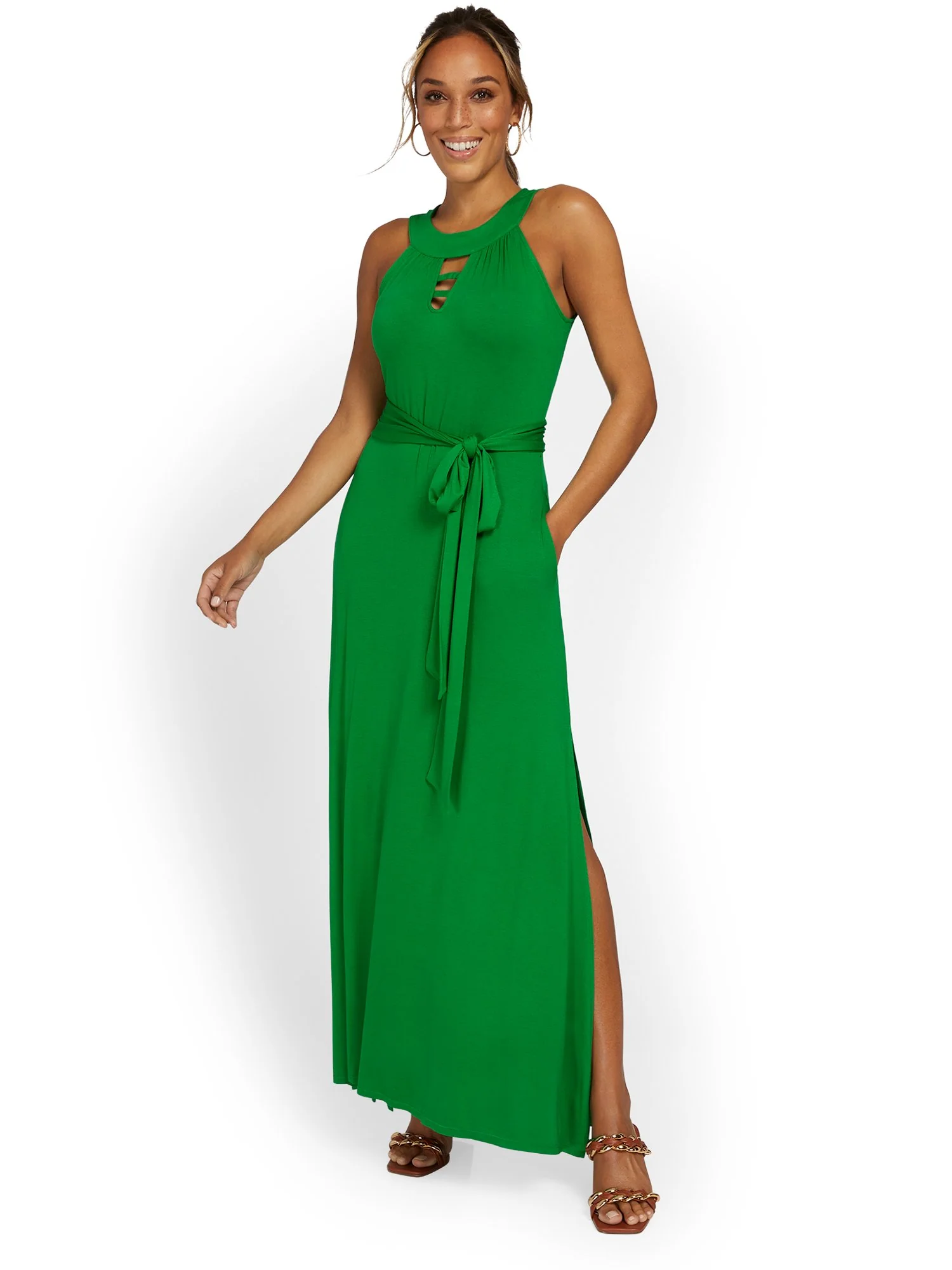 Tie-Waist Knit Maxi Dress - Image 8