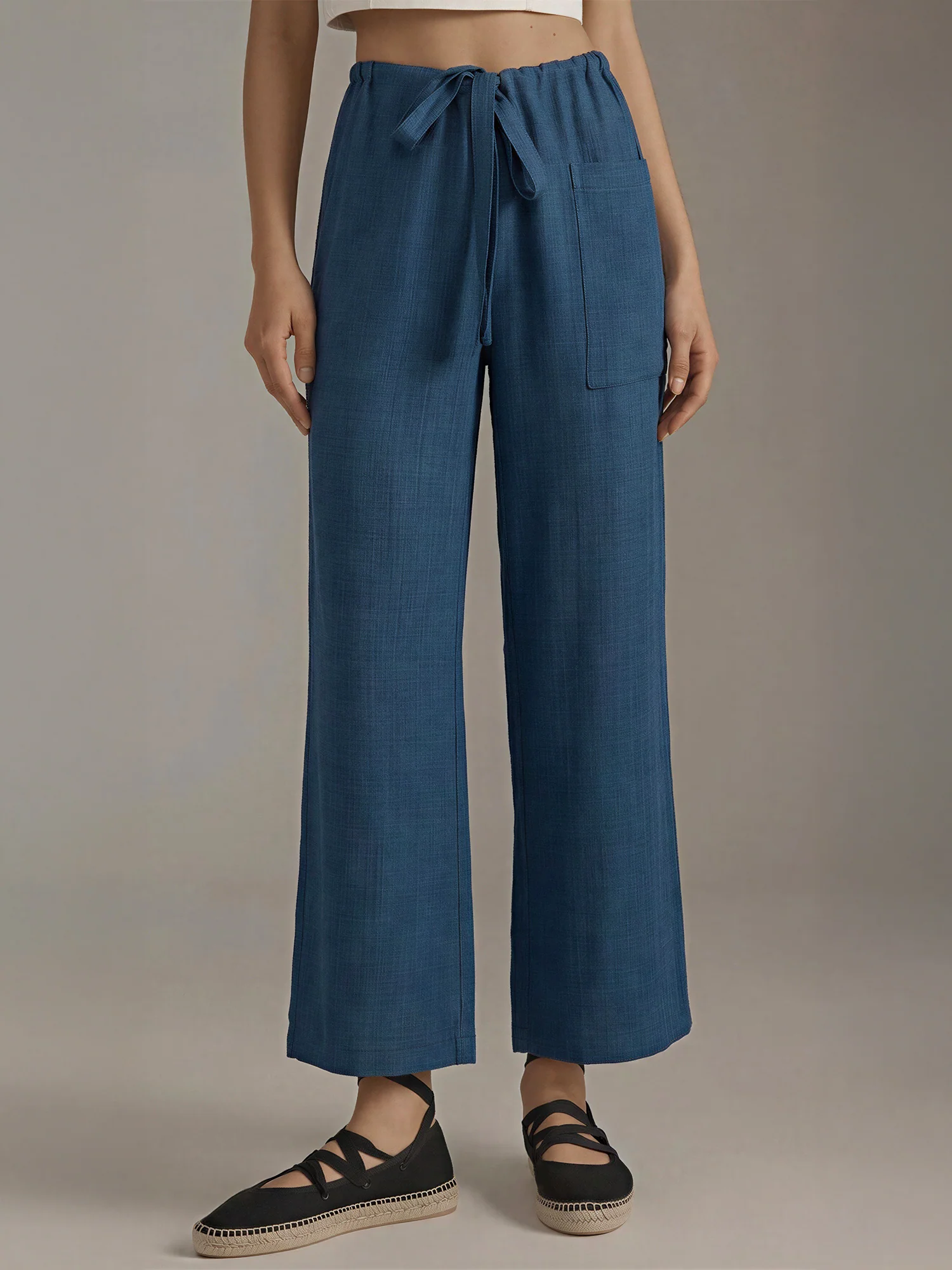 Tie Waist Loose Pull On Pants - Image 3