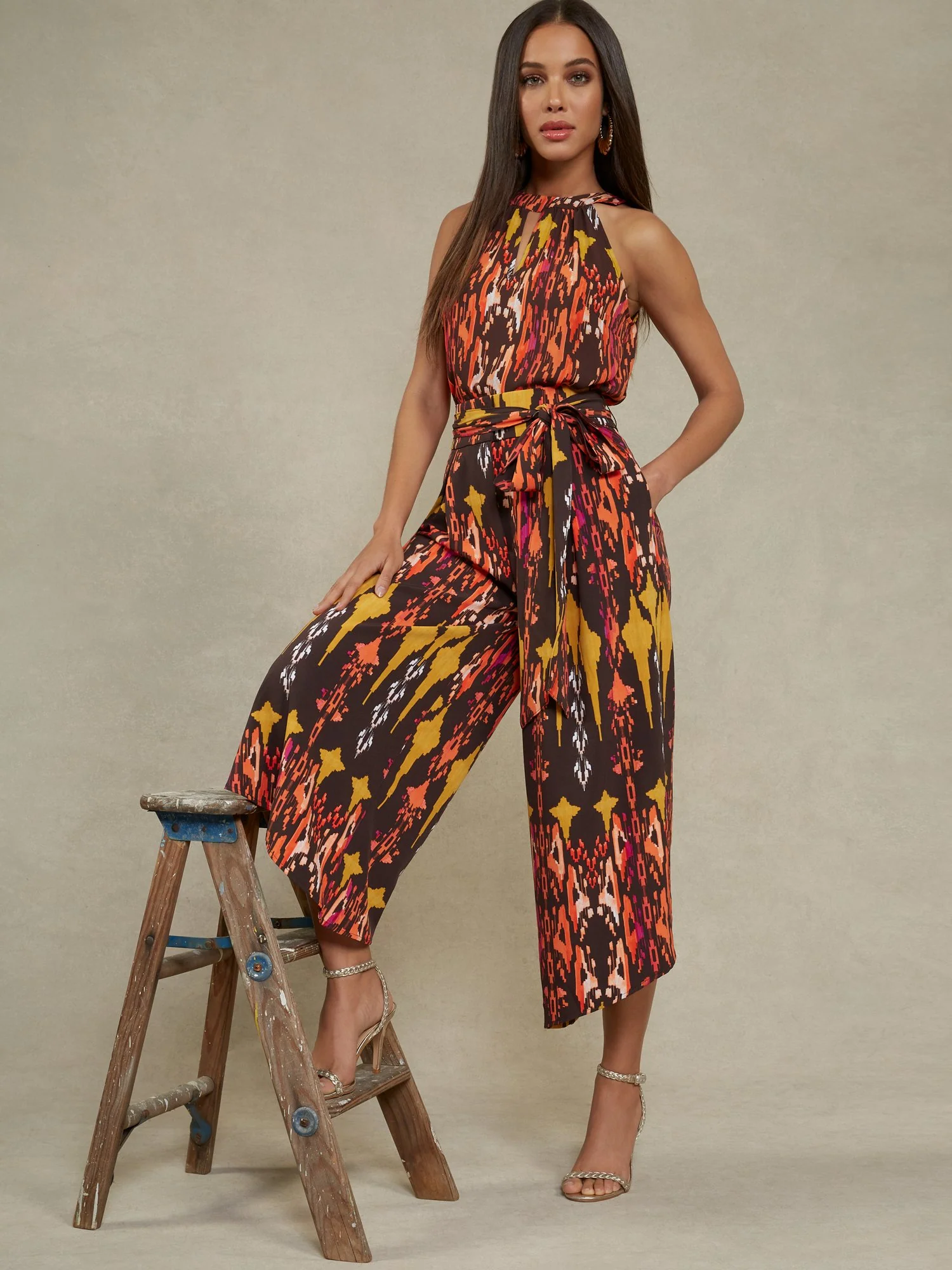 Tie-Waist Palazzo Capri Pant