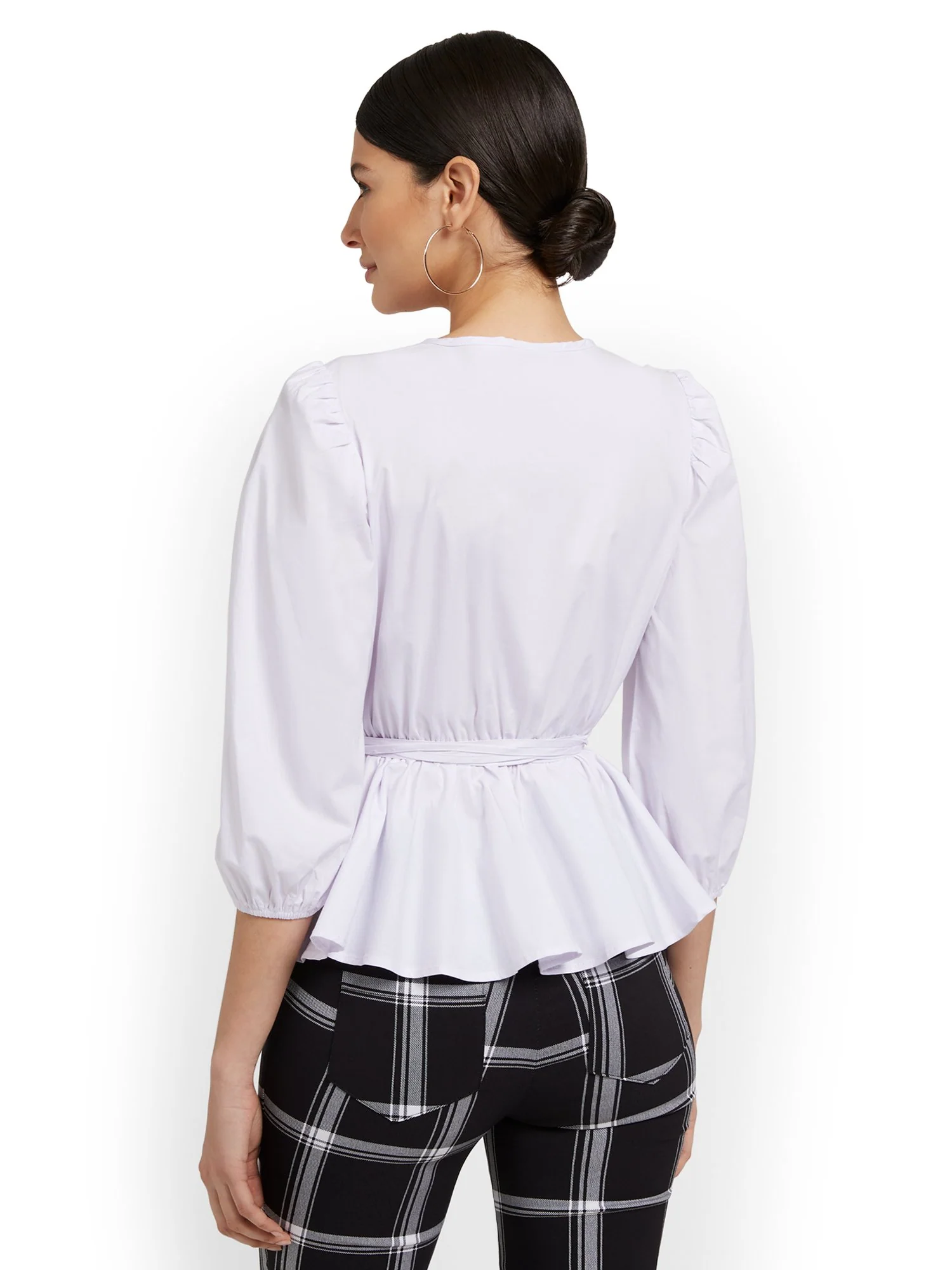 Tie-Waist Peplum Poplin Shirt - Image 3
