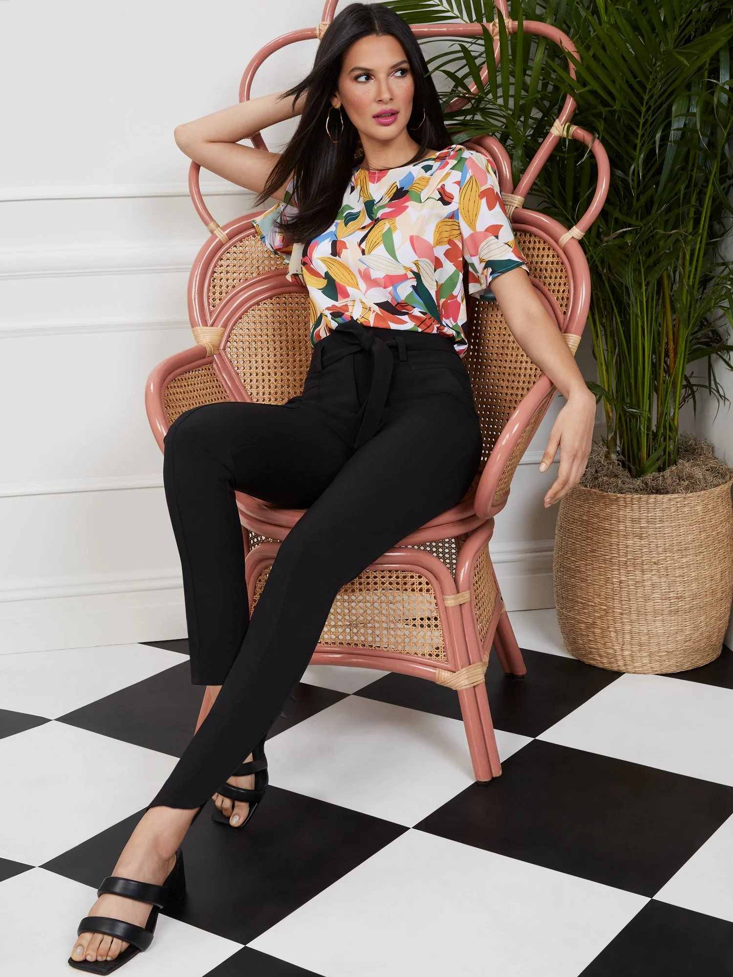 Tie-Waist Slim-Leg Ankle Pant - Image 2