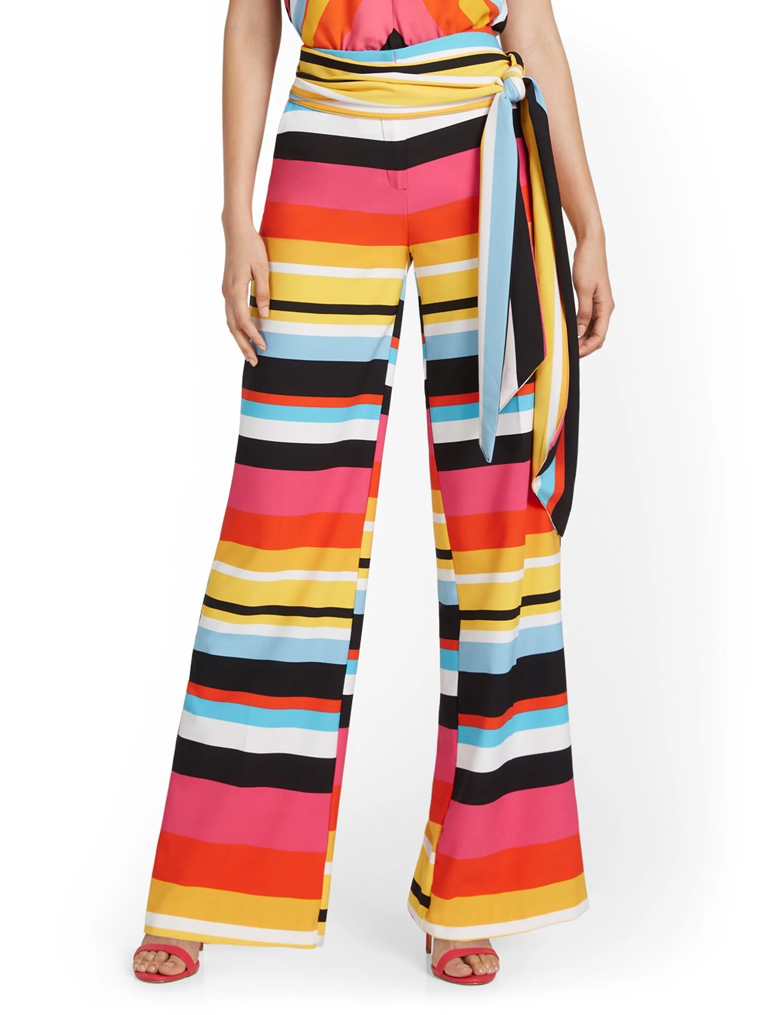 Tie-Waist Stripe Palazzo Pant - Image 2