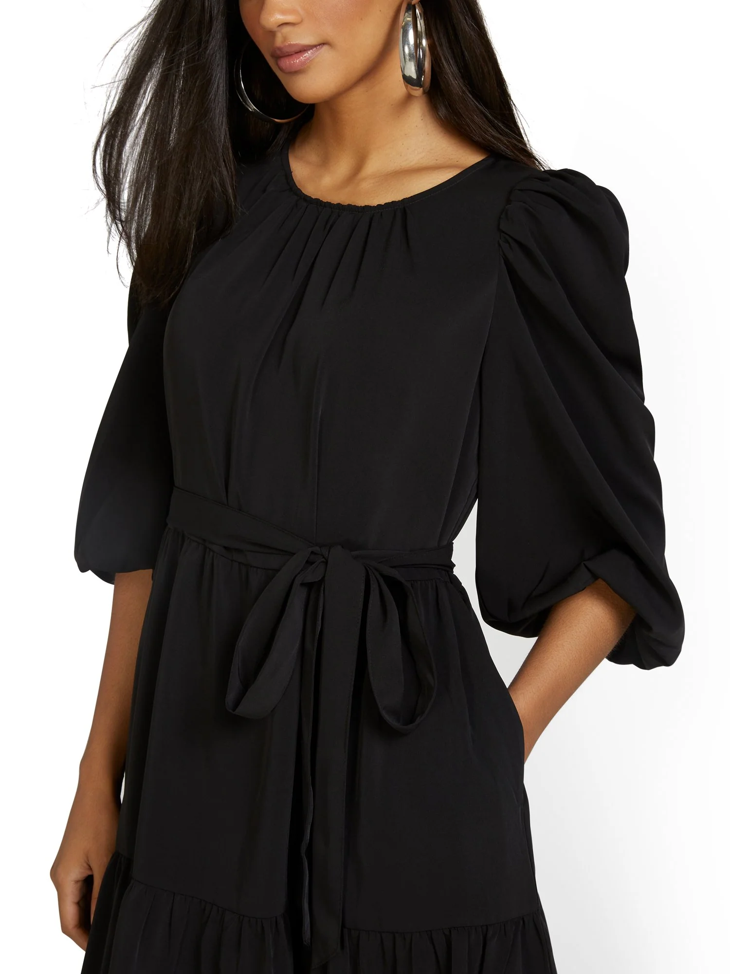 Tie-Waist Tiered Dress - Image 3