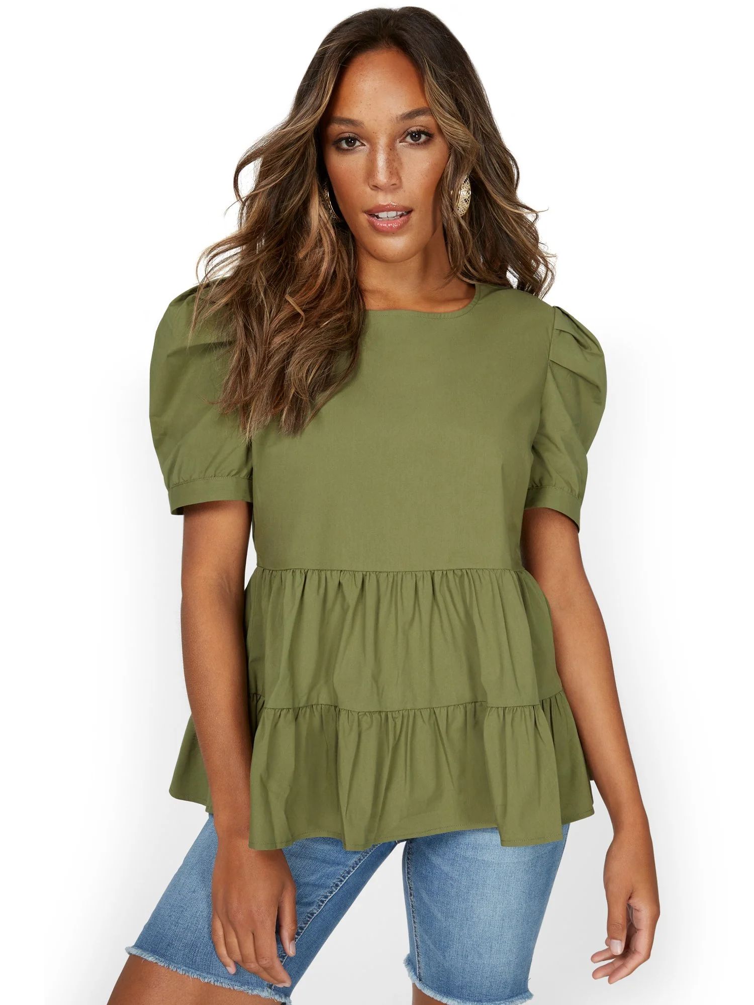 Tiered Babydoll Poplin Top - Lily & Cali - Image 5