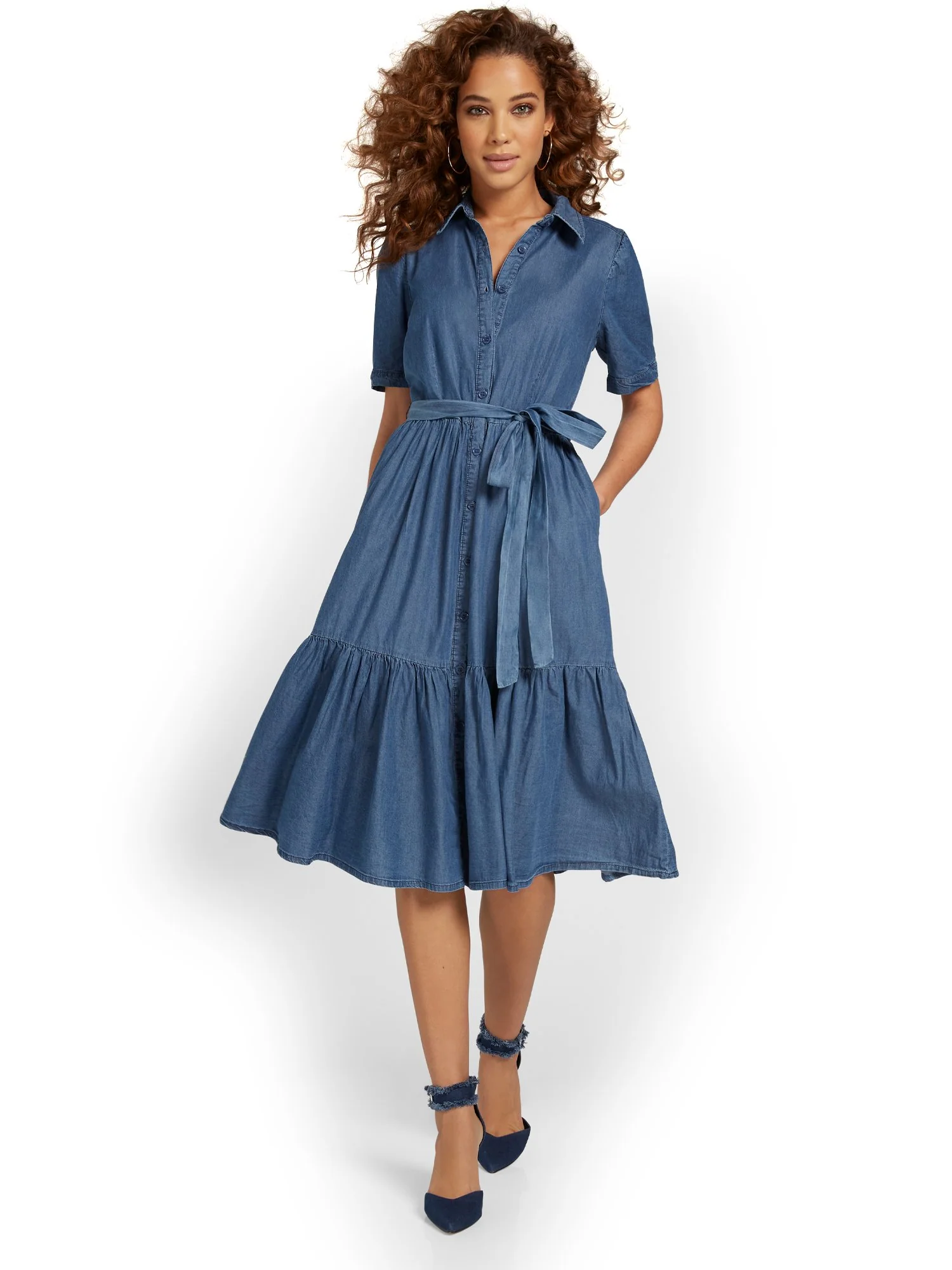 Tiered Denim Dress
