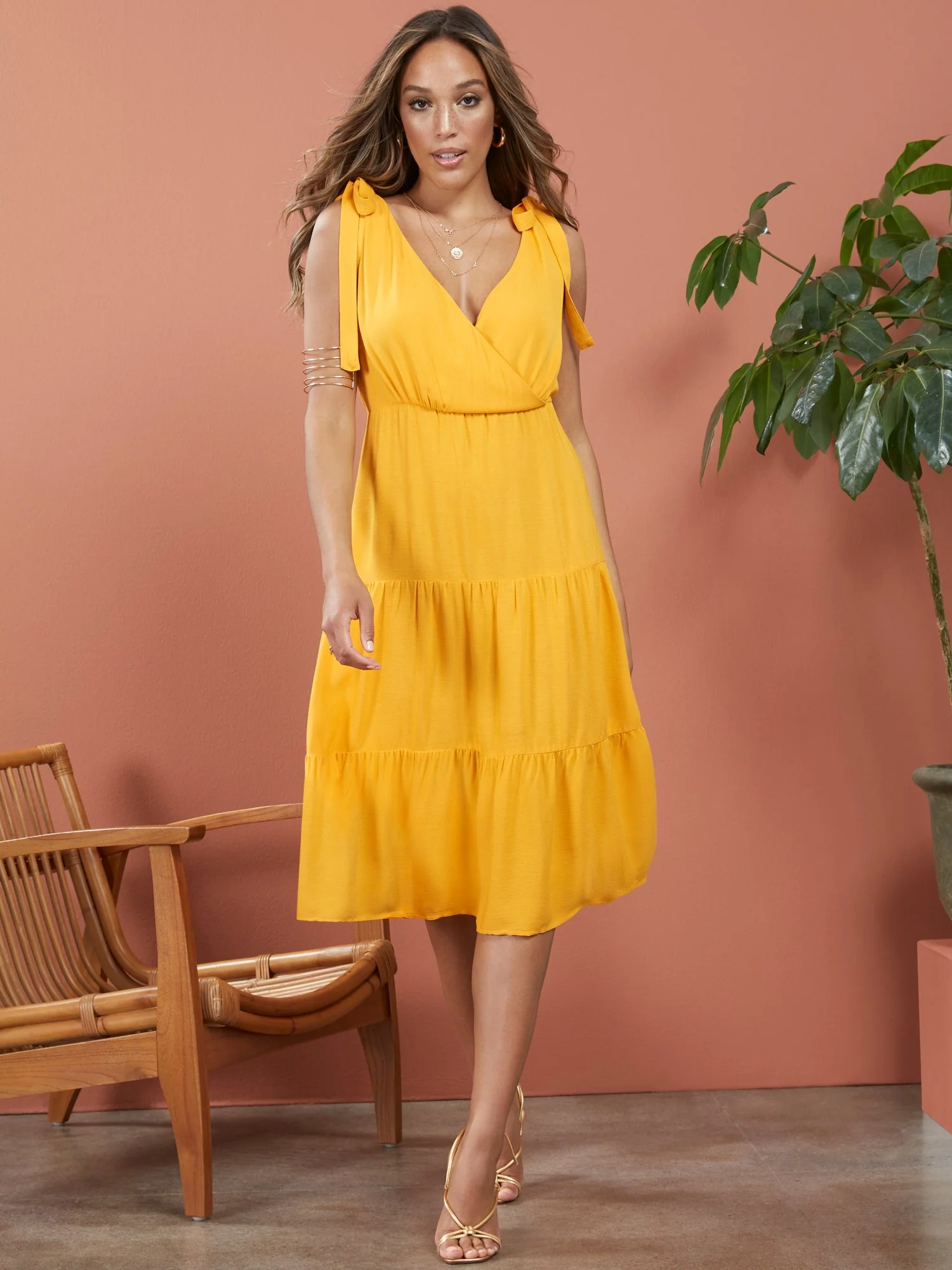 Tiered Dress With Shoulder Ties - Image 9
