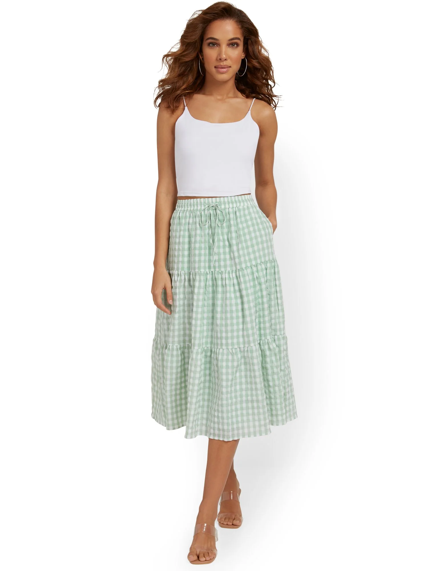 Lena Tiered Gingham Midi Skirt - Brands We Love - Image 10