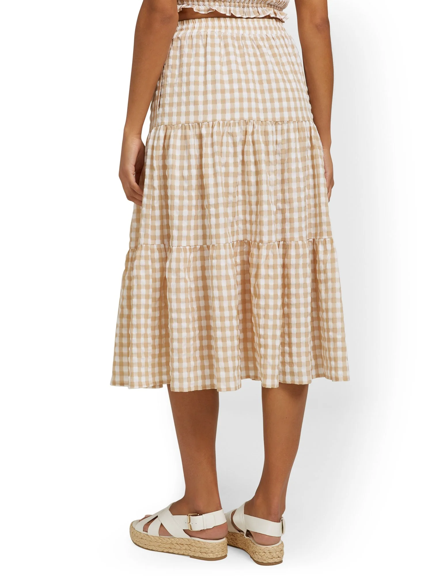 Lena Tiered Gingham Midi Skirt - Brands We Love - Image 3