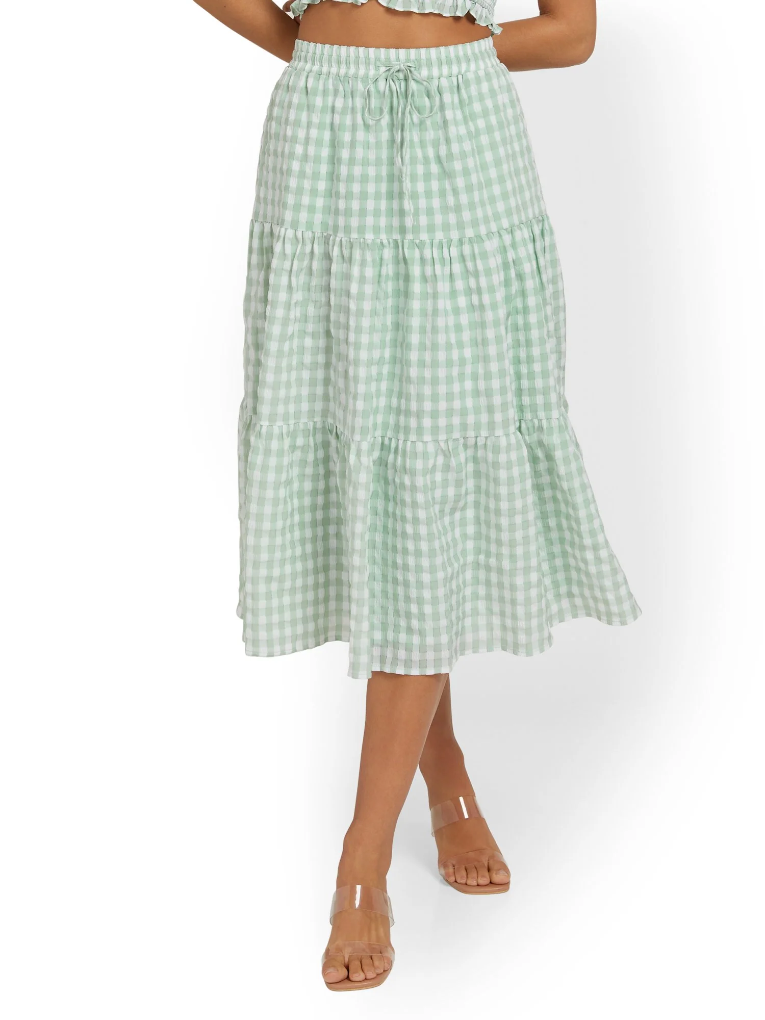 Lena Tiered Gingham Midi Skirt - Brands We Love - Image 6