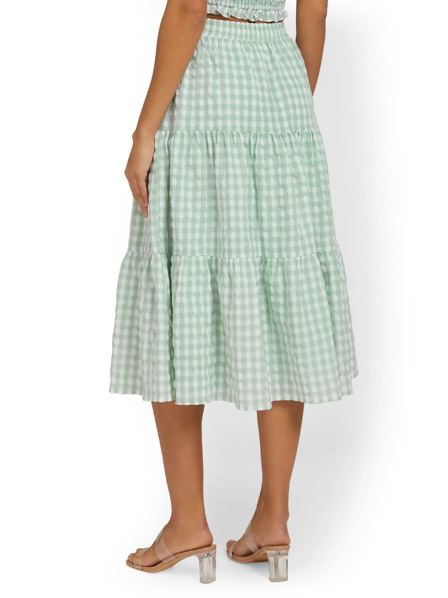 Lena Tiered Gingham Midi Skirt - Brands We Love - Image 8