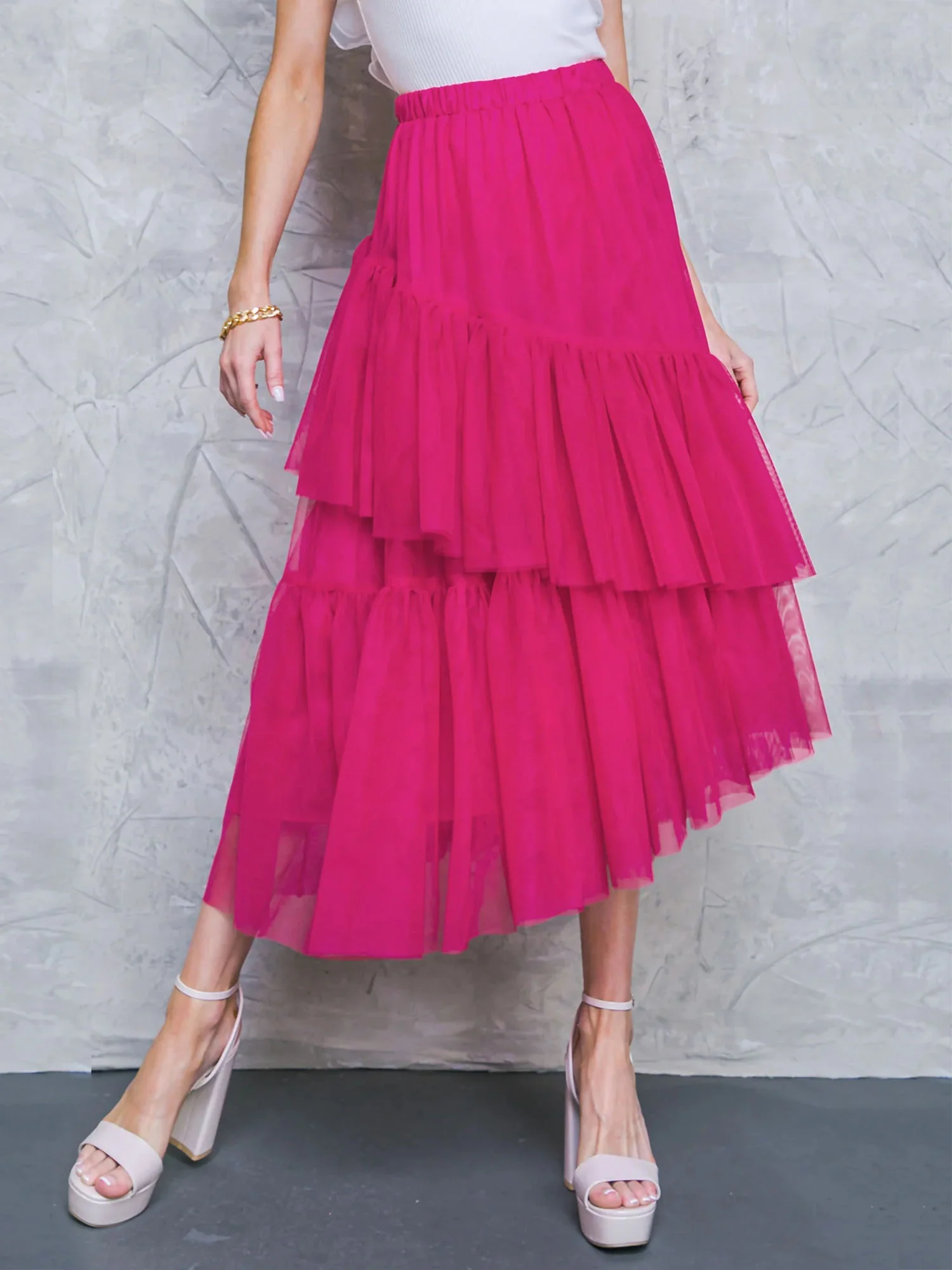 Flying Tomato Tiered Asymmetric Hem Skirt - Brands We Love