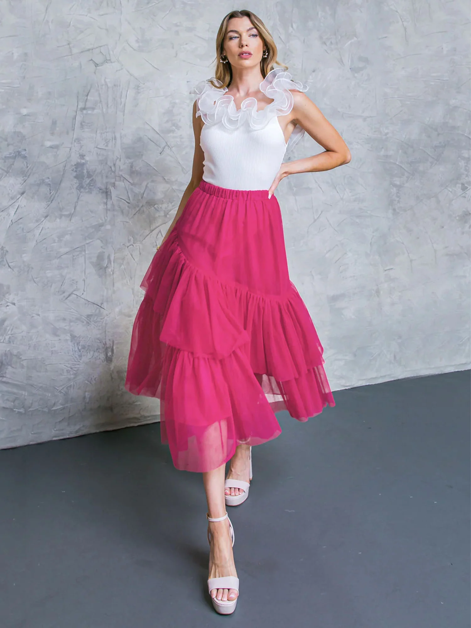 Flying Tomato Tiered Asymmetric Hem Skirt - Brands We Love - Image 2