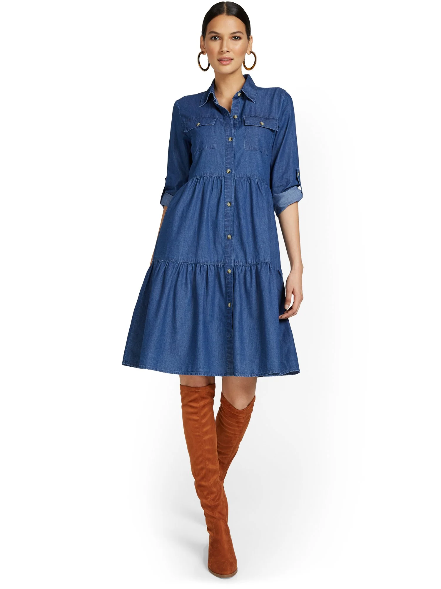 Tiered Maxi Shirtdress