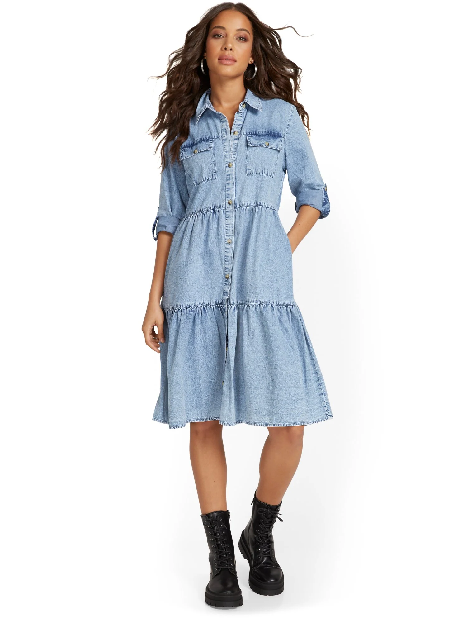 Tiered Maxi Shirtdress - Image 5