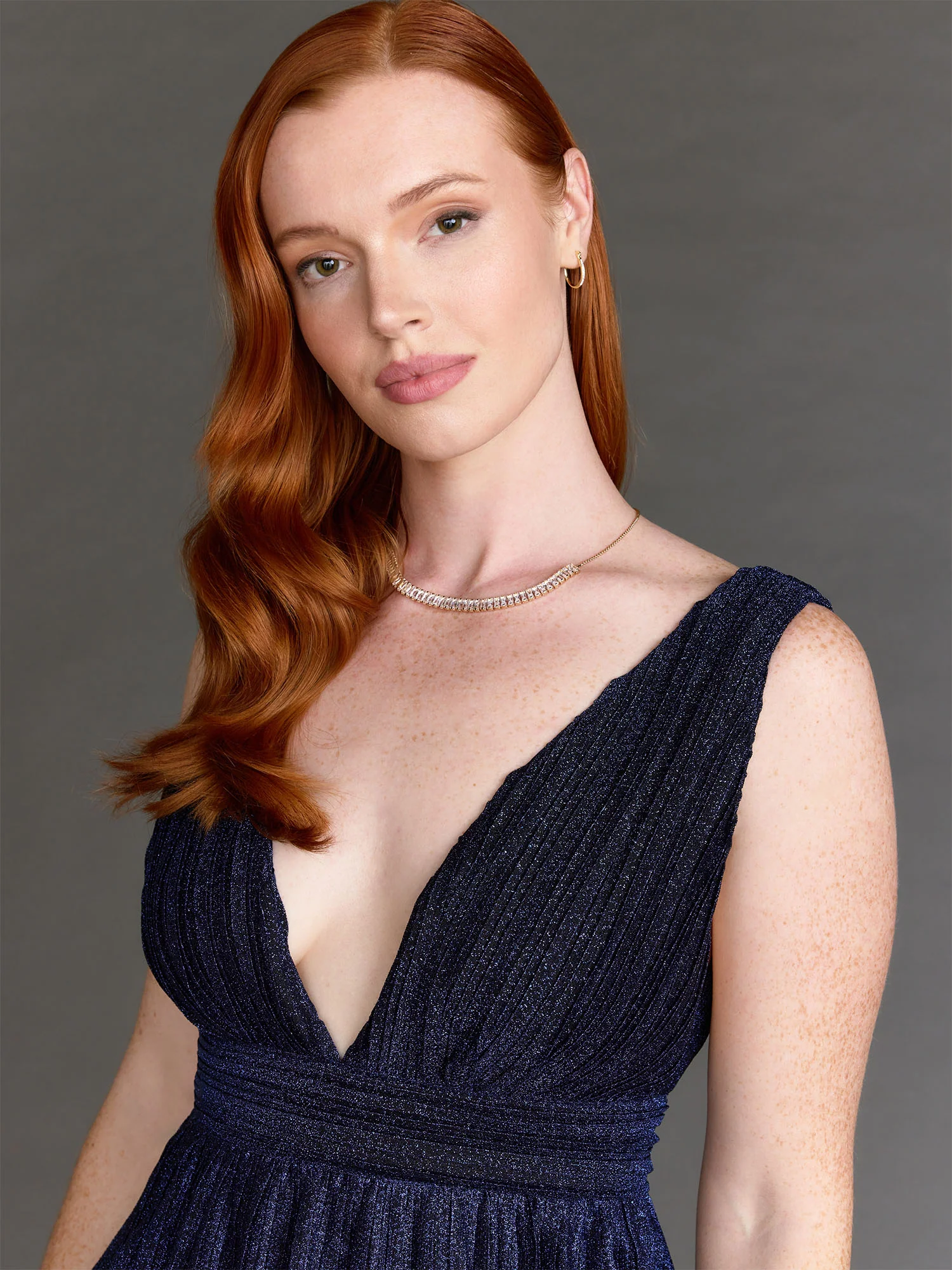 Tiered Metallic Shimmer Cocktail Dress - Minuet - Image 3