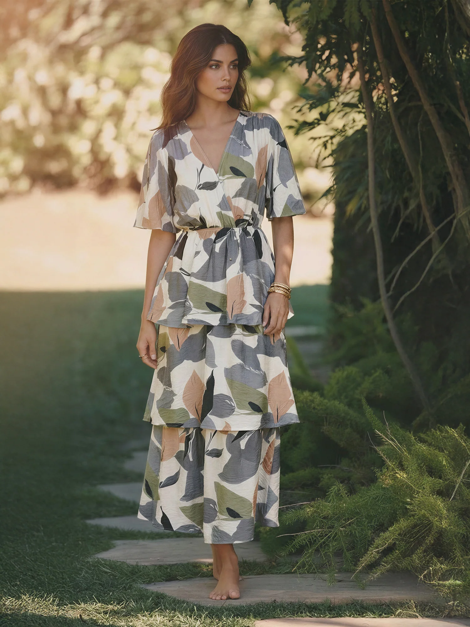 Tiered Midi Woven Dress