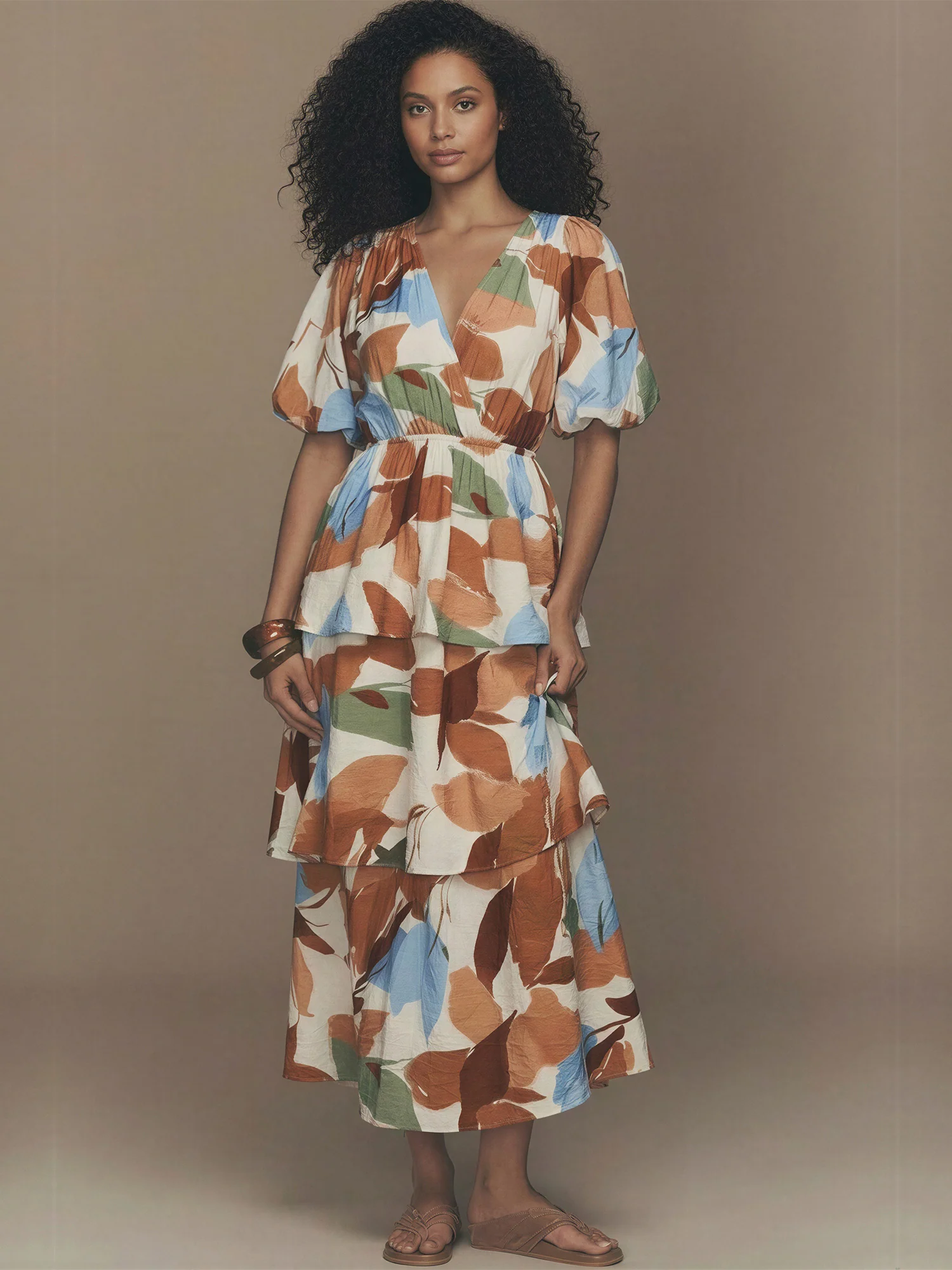 Tiered Midi Woven Dress - Image 5