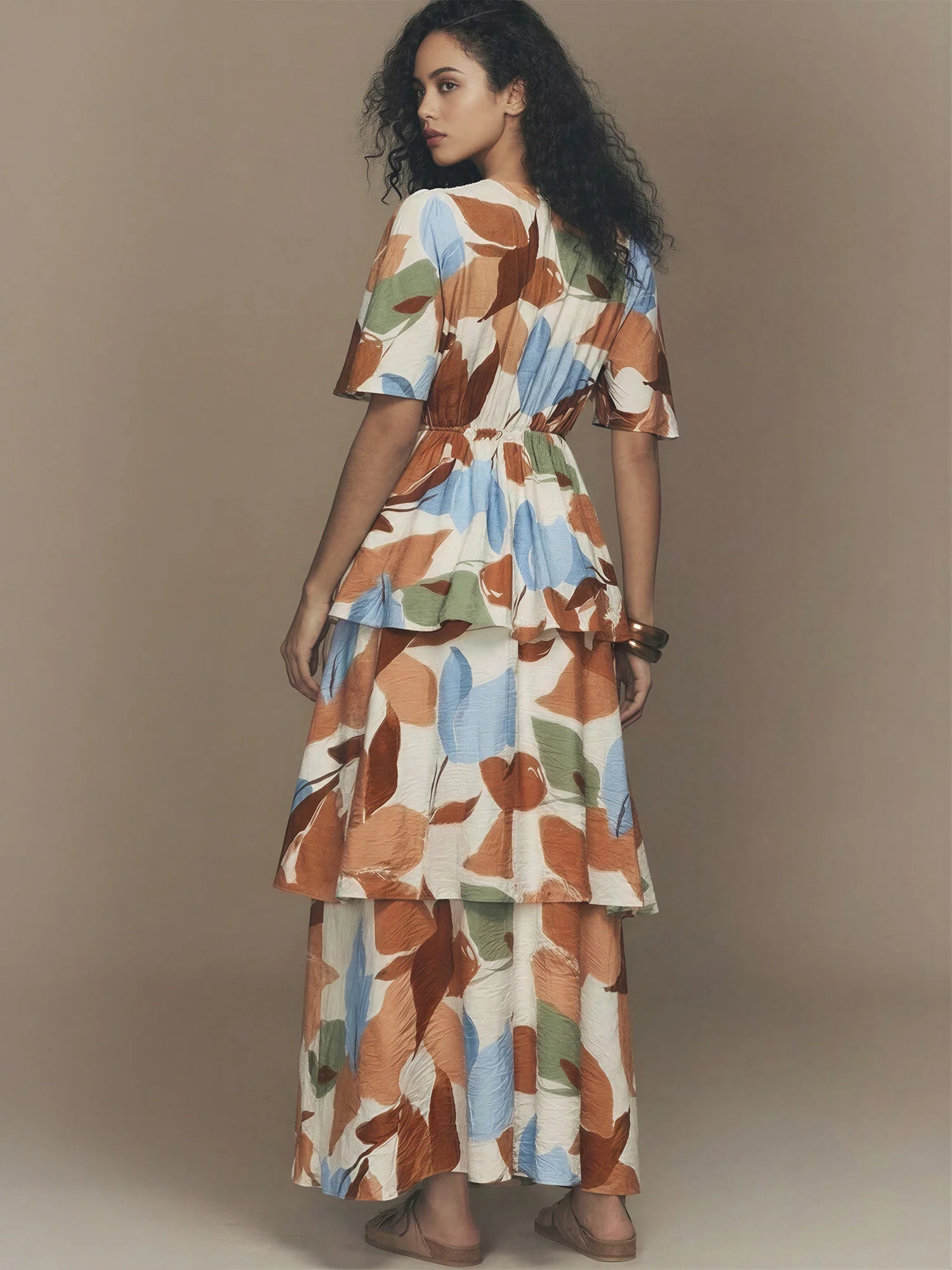 Tiered Midi Woven Dress - Image 8