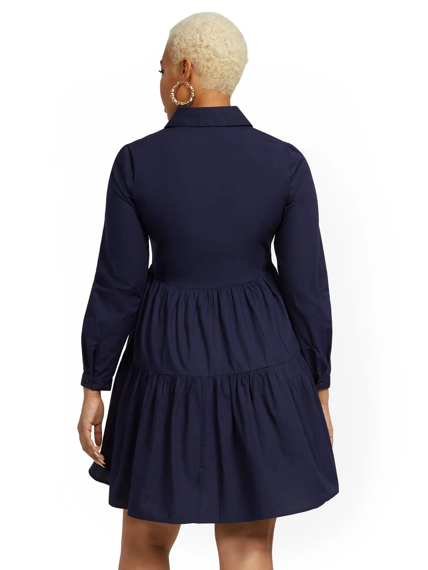 Tiered Poplin Shirtdress - Image 13