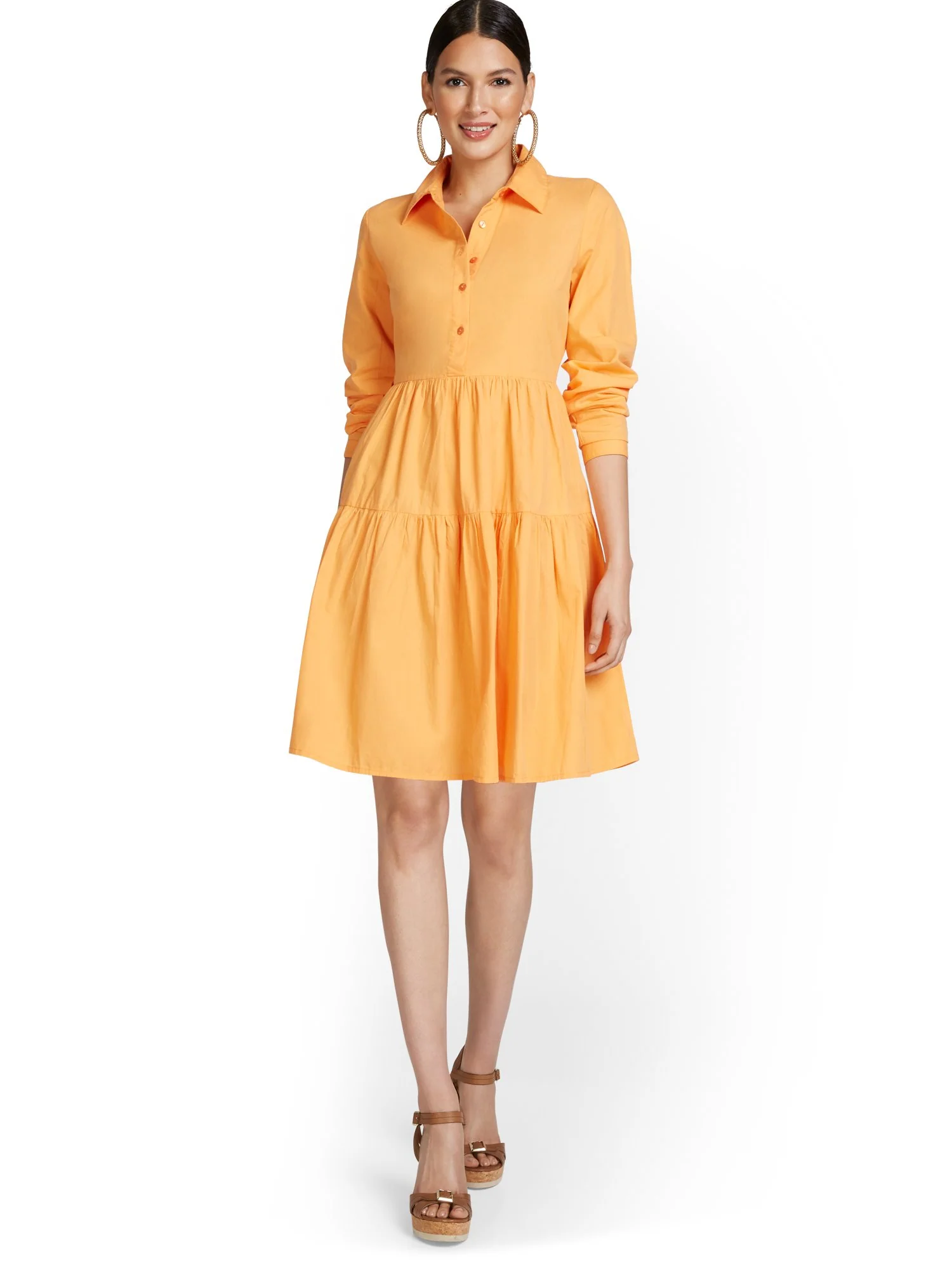 Tiered Poplin Shirtdress - Image 15