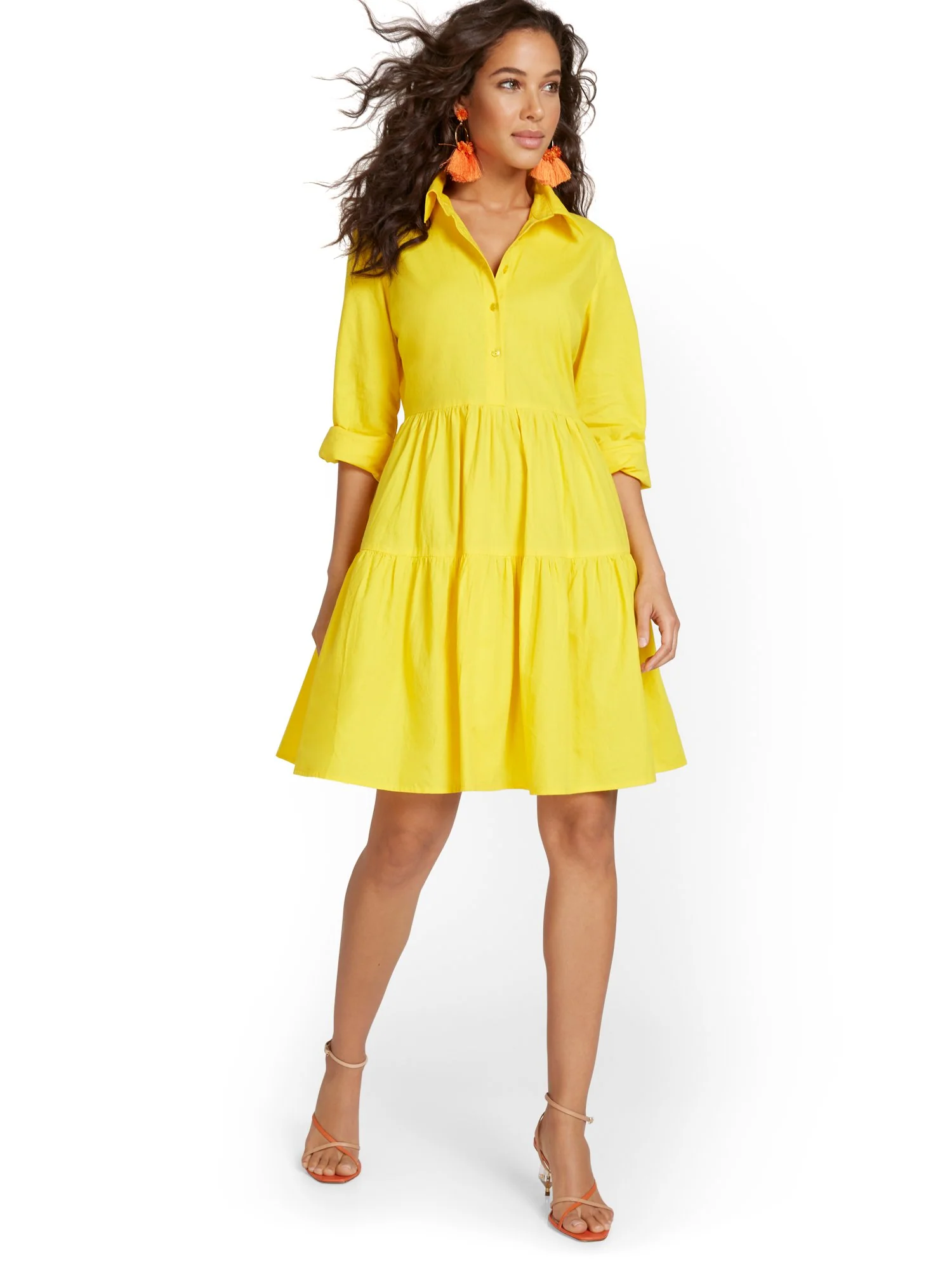 Tiered Poplin Shirtdress - Image 18