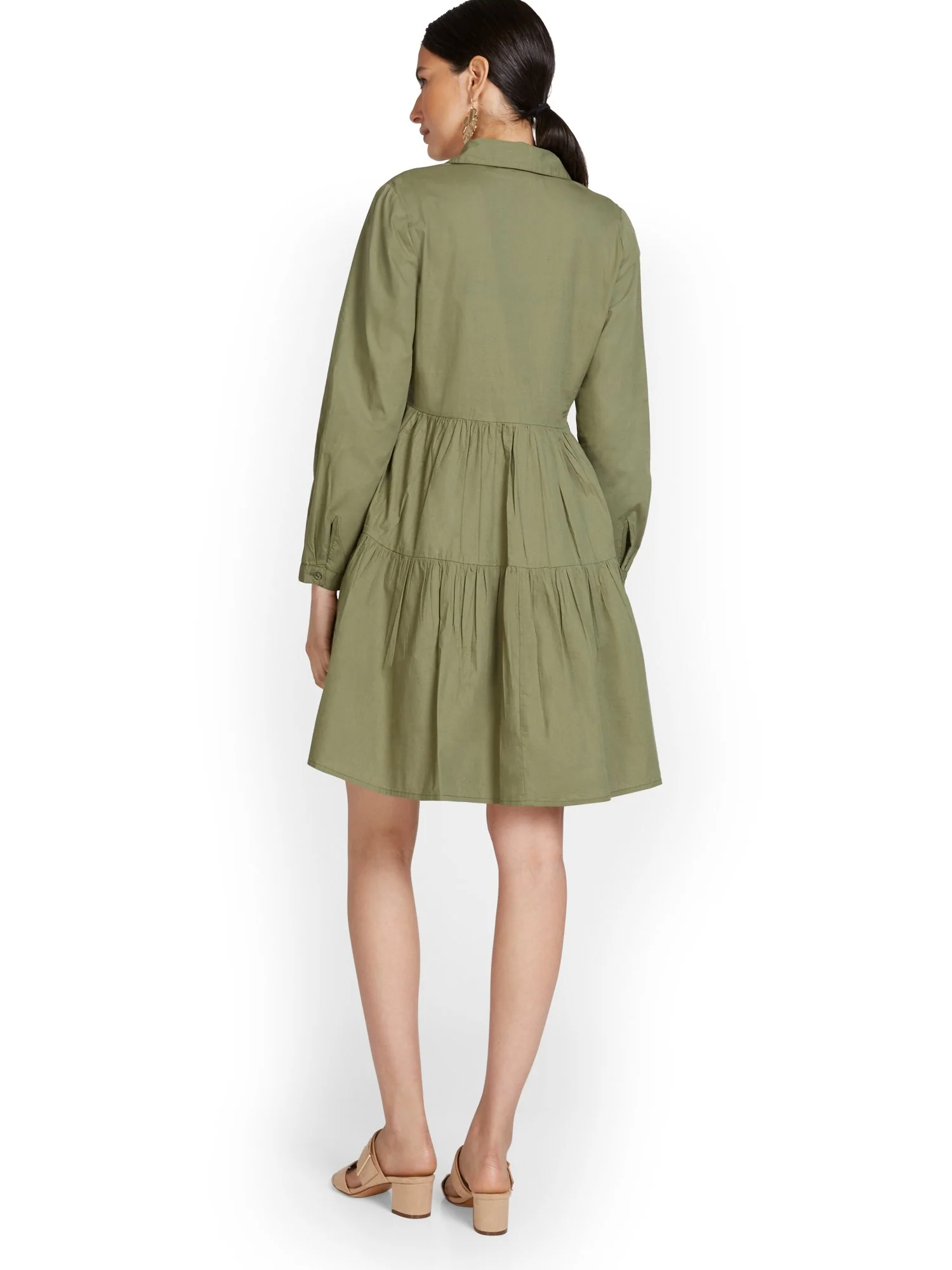 Tiered Poplin Shirtdress - Image 6