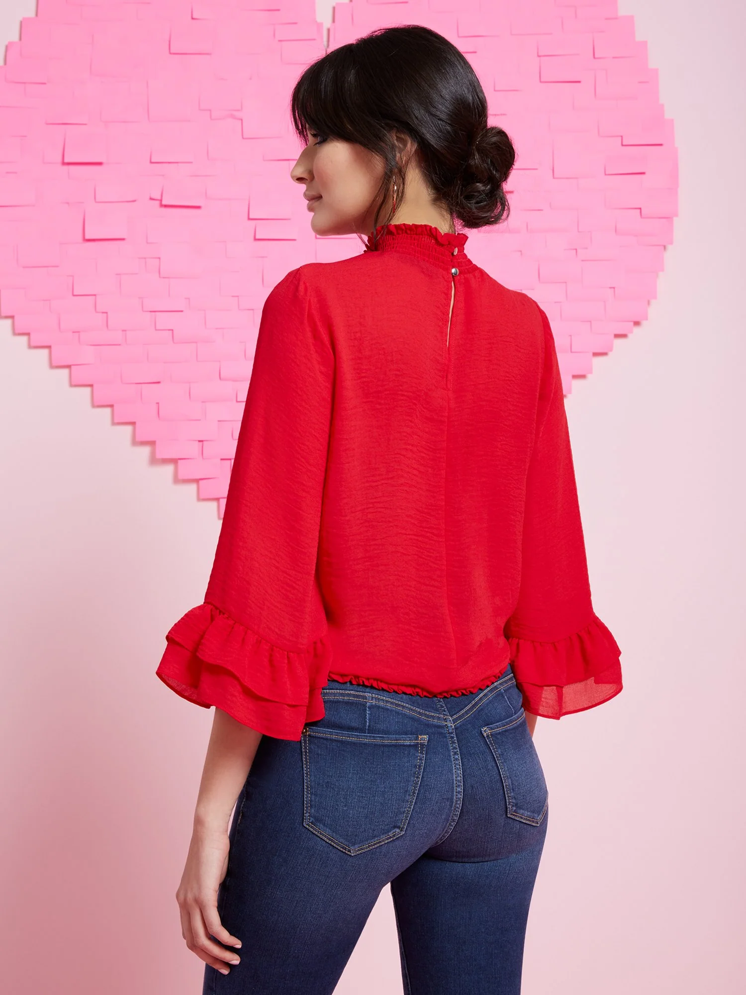 Tiered Sleeve Mock-Neck Blouse - Image 3