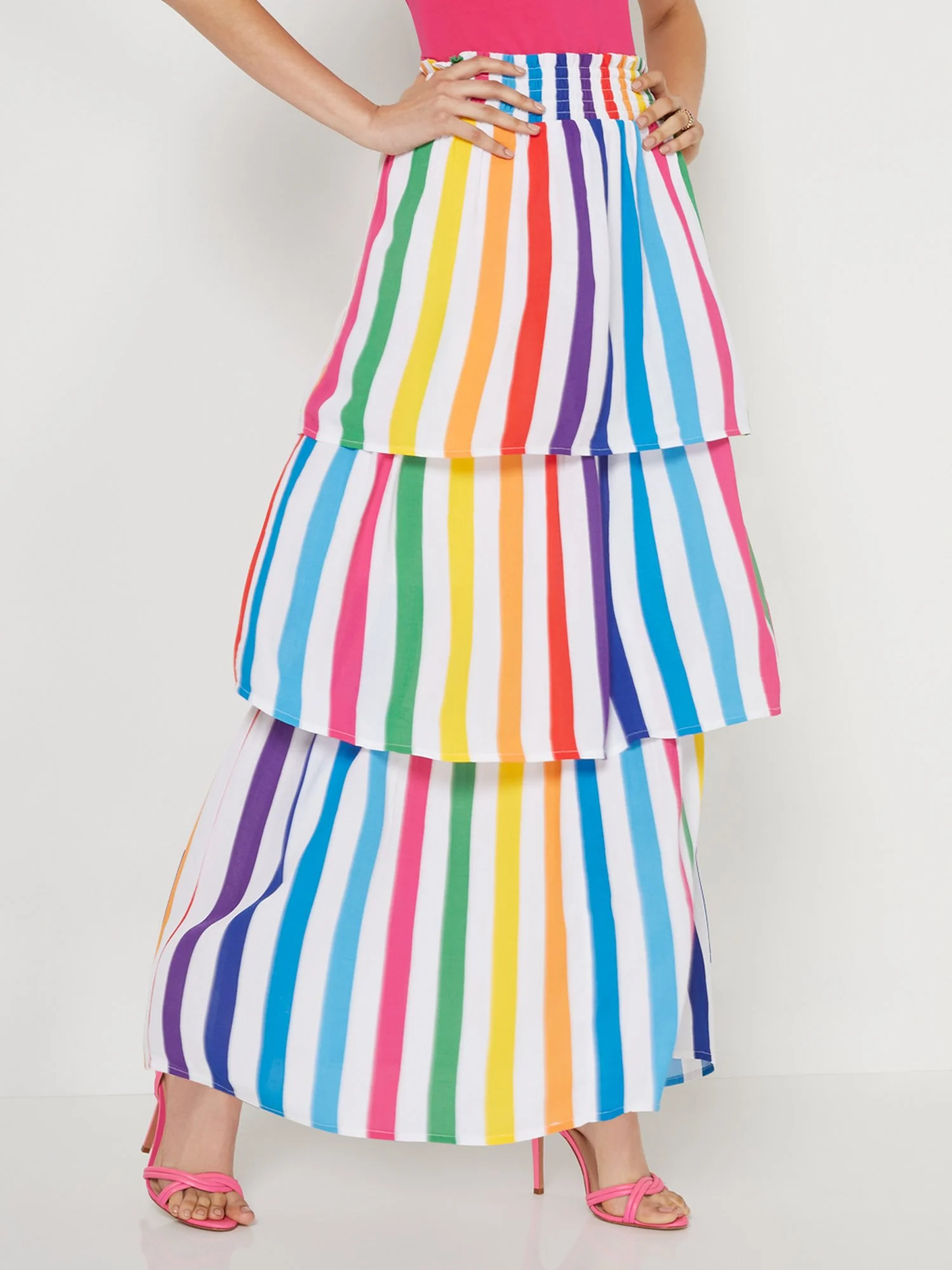 Tiered Stripe Maxi Skirt - Image 2