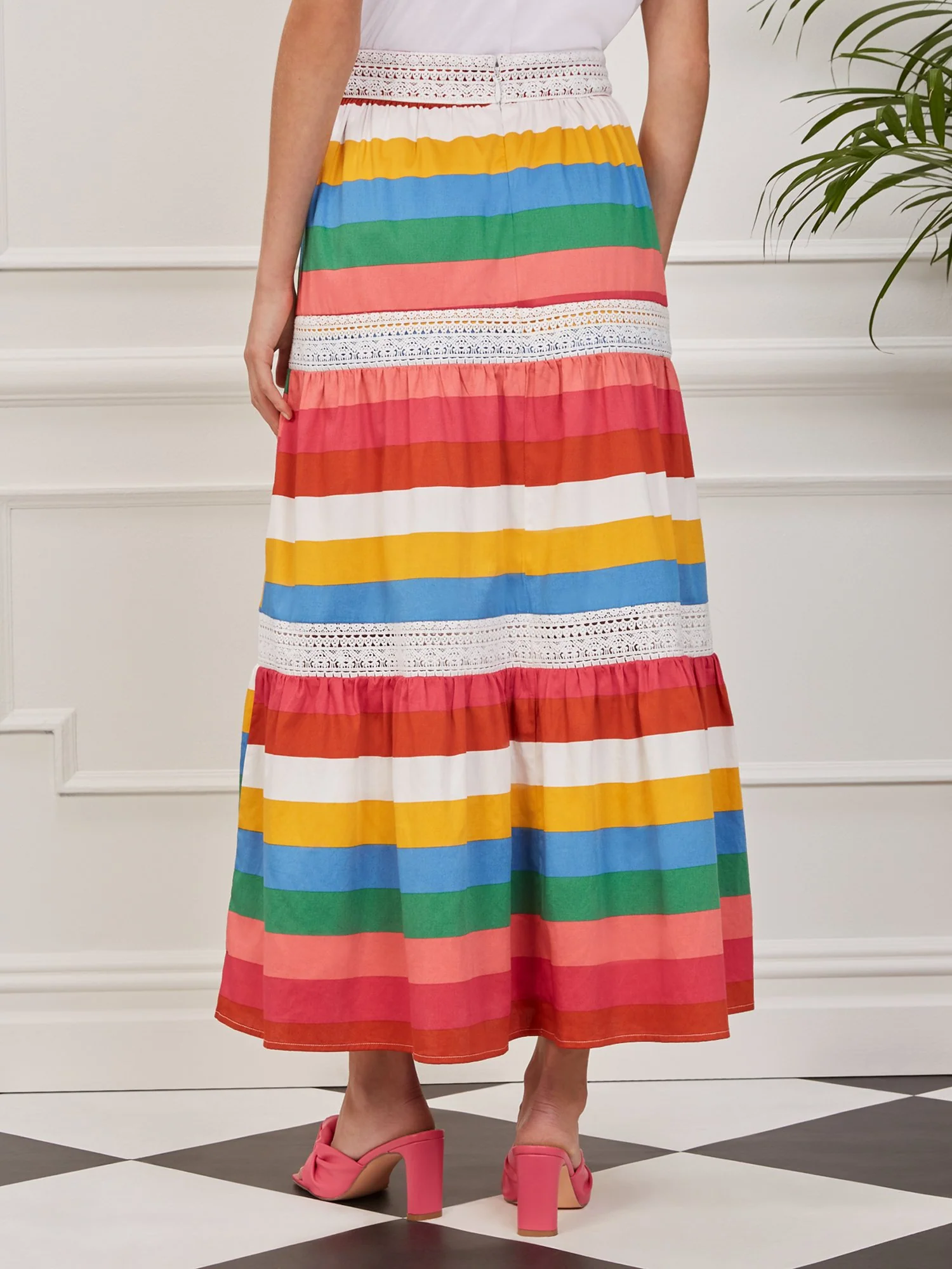Tiered Stripe Poplin Maxi Skirt - Image 3