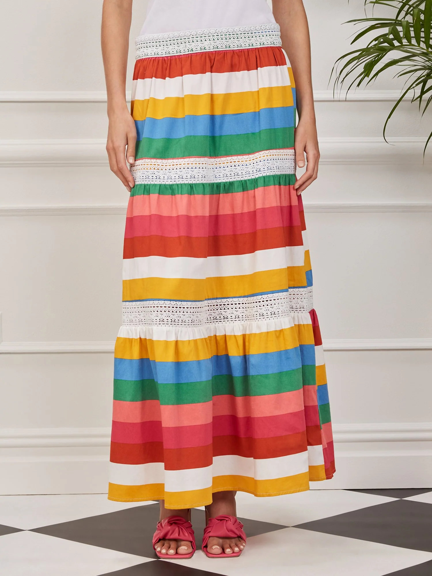 Tiered Stripe Poplin Maxi Skirt - Image 4