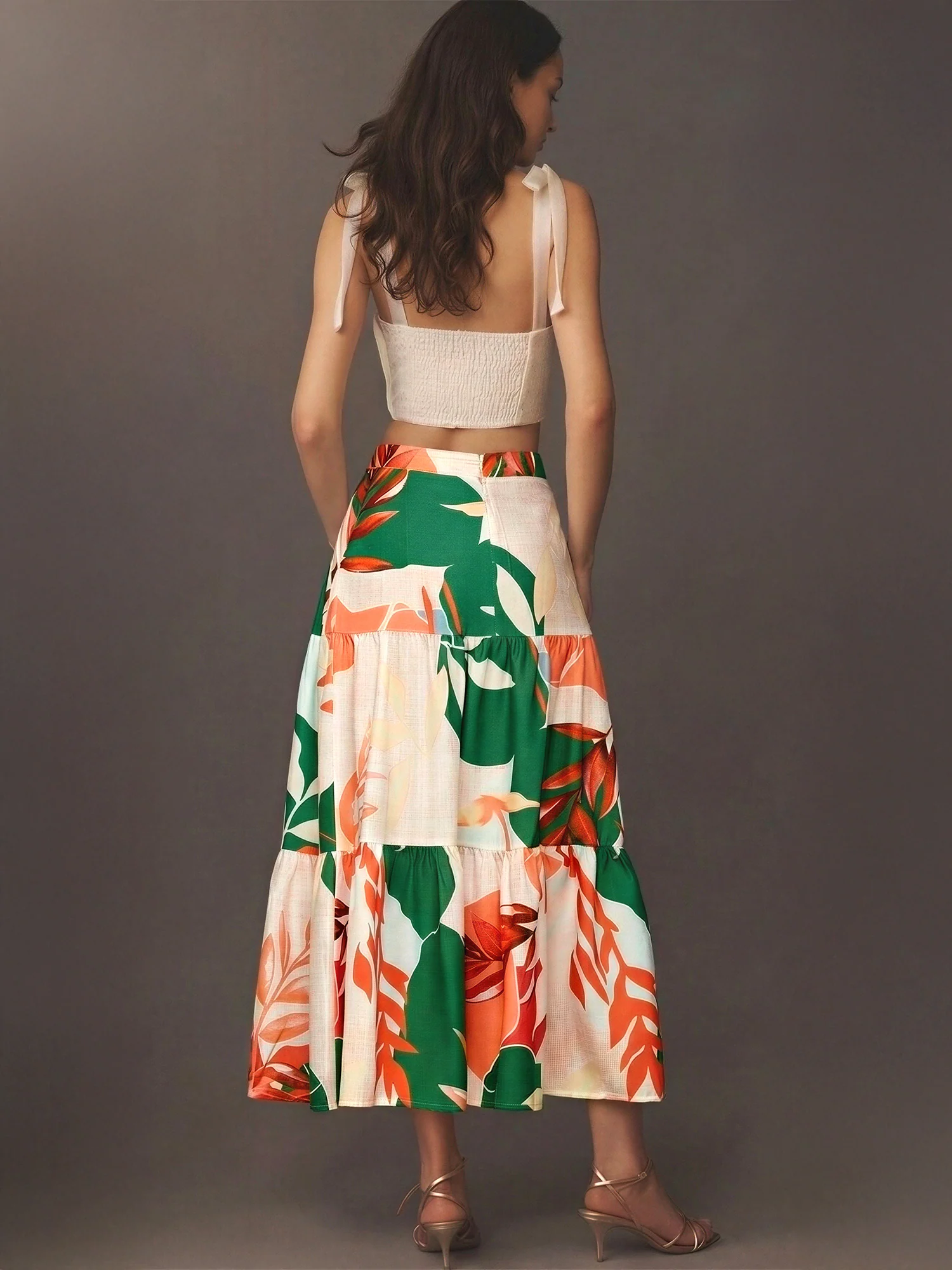 Tiered Tropical Midi Skirt - Image 3