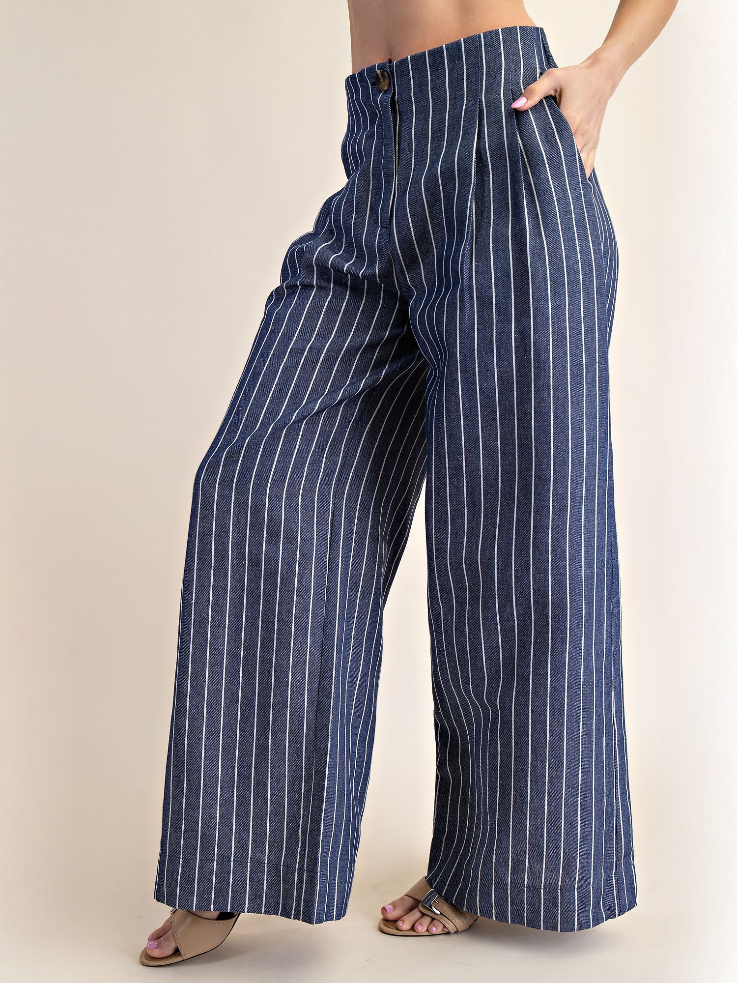 Tilda Pin Stripe Seamless Wide Leg Pant - Image 11