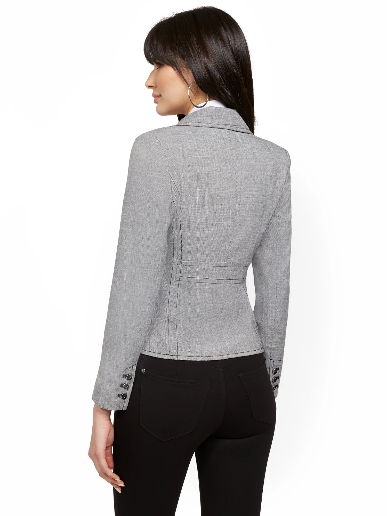 Topstitched Two-Button Jacket - 7th Avenue - Image 3
