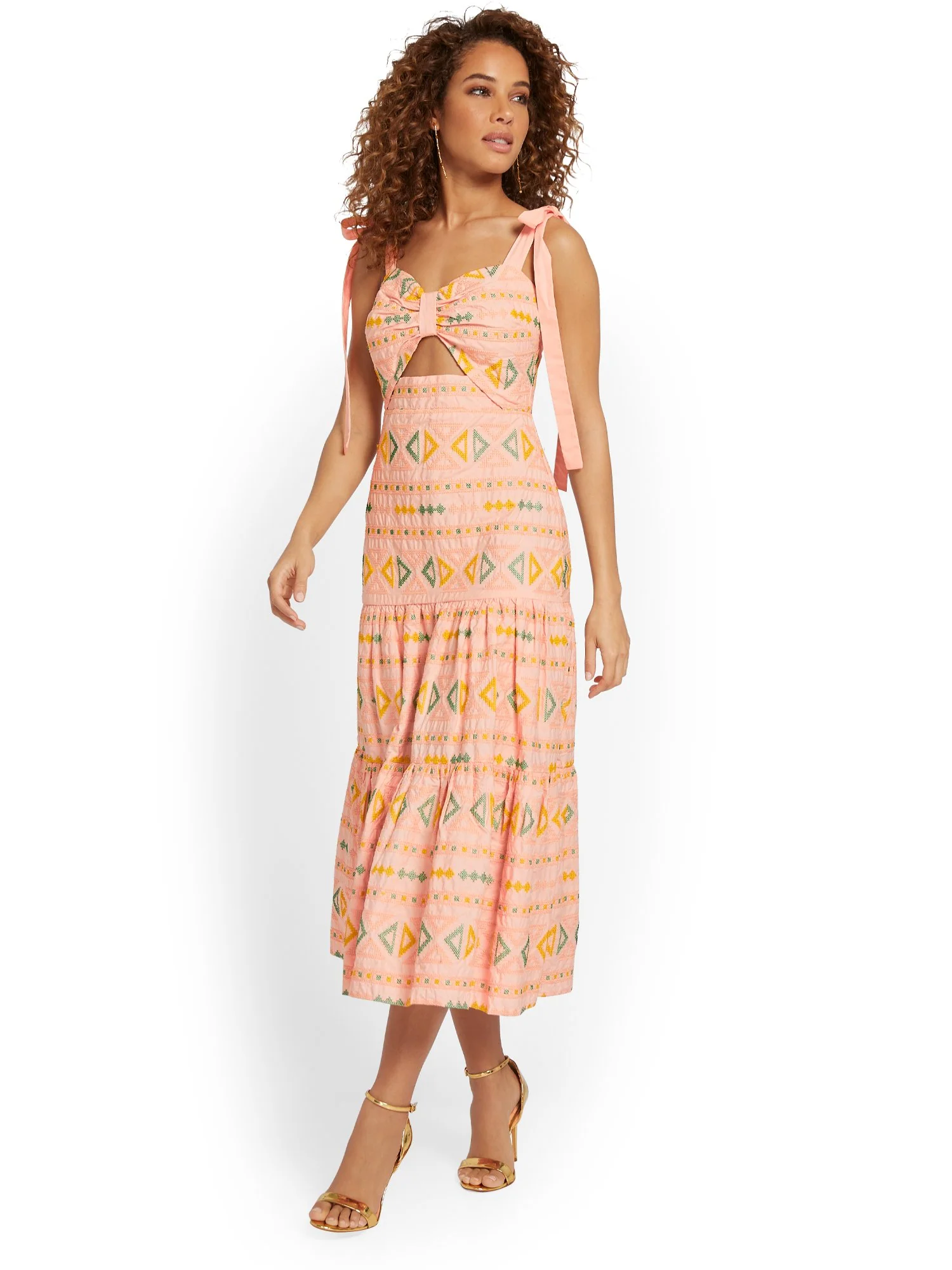 Just Me Tribal-Embroidered Cut-Out Midi Dress - Brands We Love