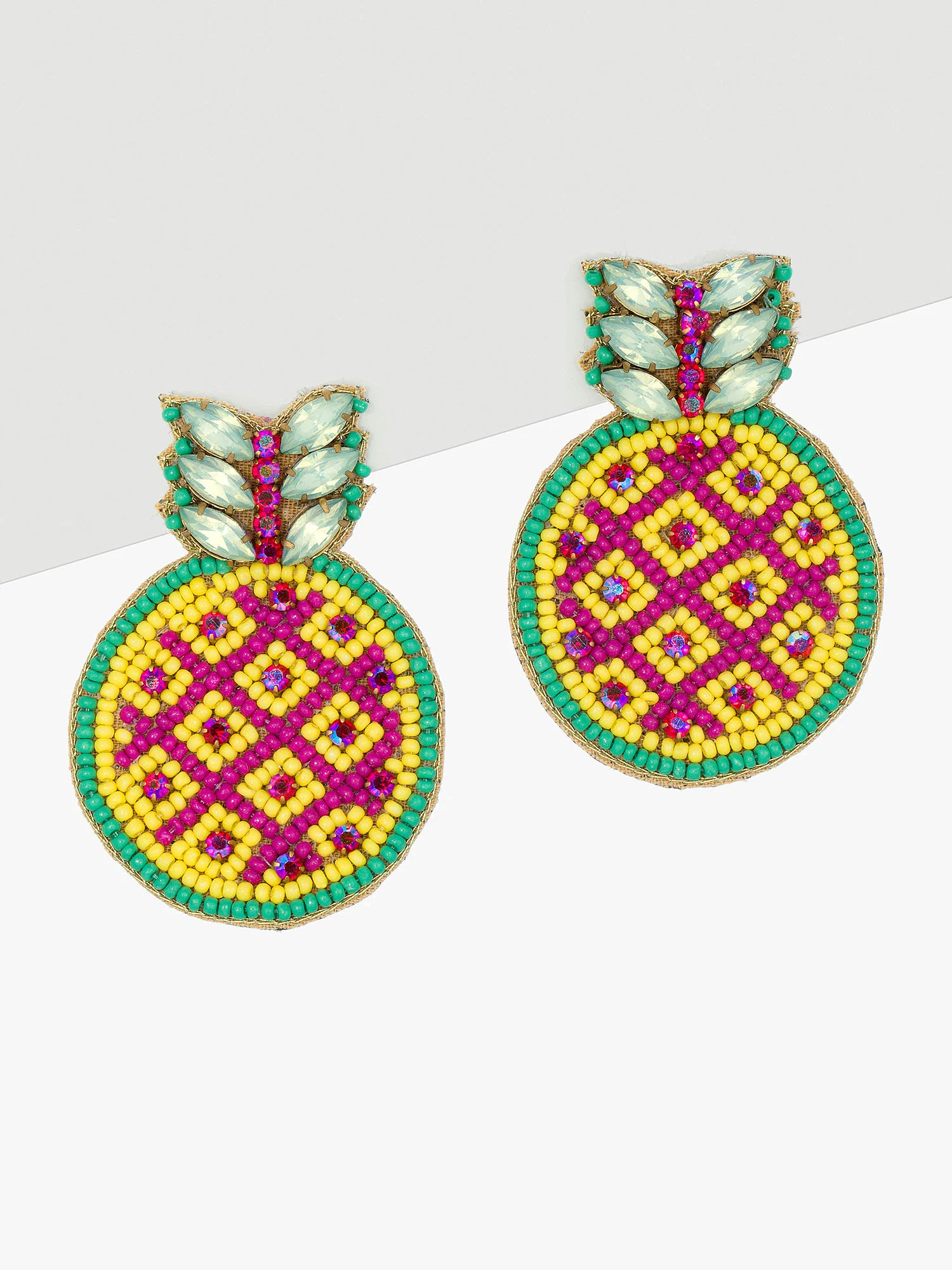 Tropical Flare Pineapple Seed Beaded Earrings - Image 2