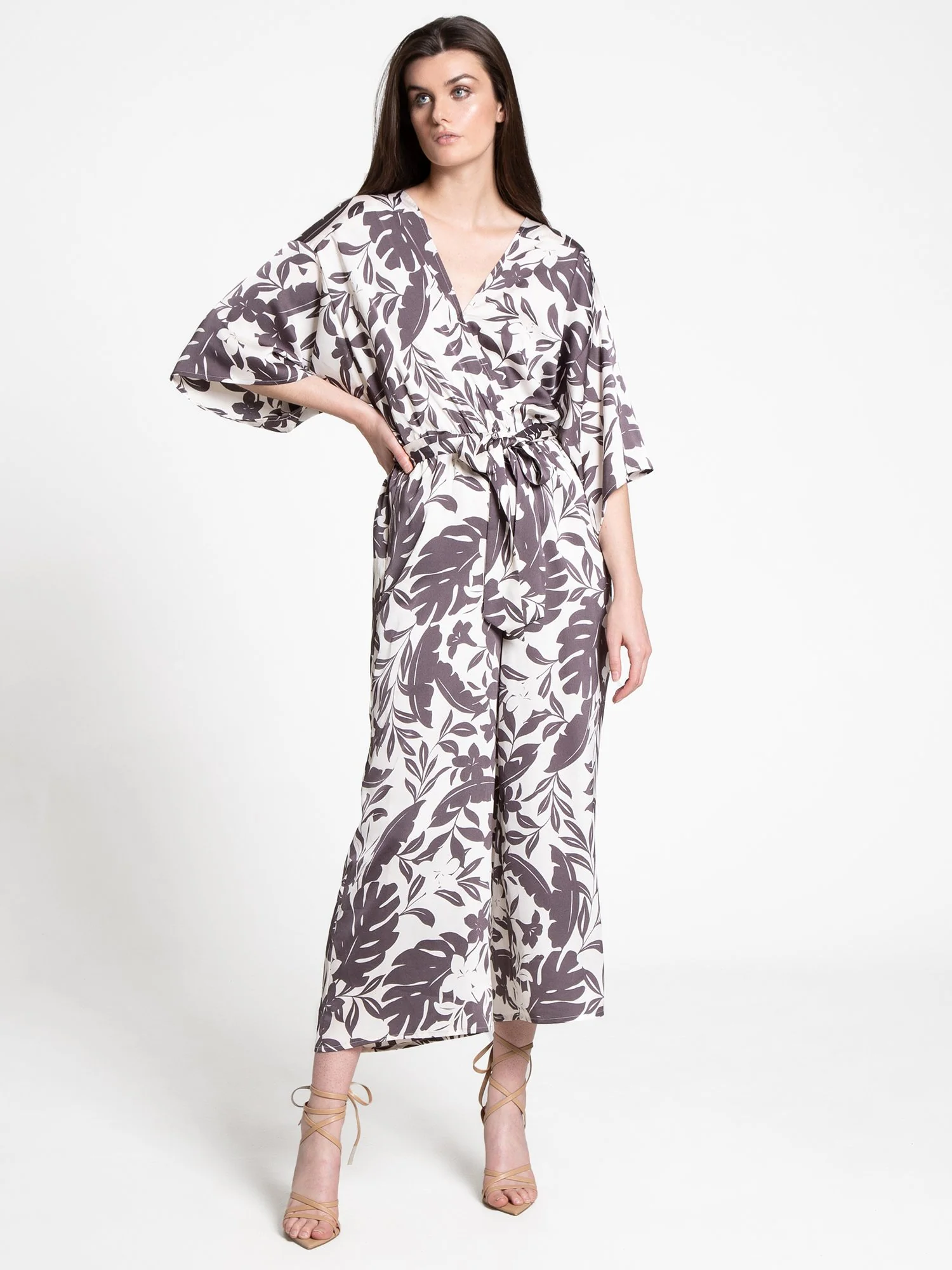 Dress Forum Tropical Long Bell-Sleeve Satin Jumpsuit - Brands We Love - Image 2