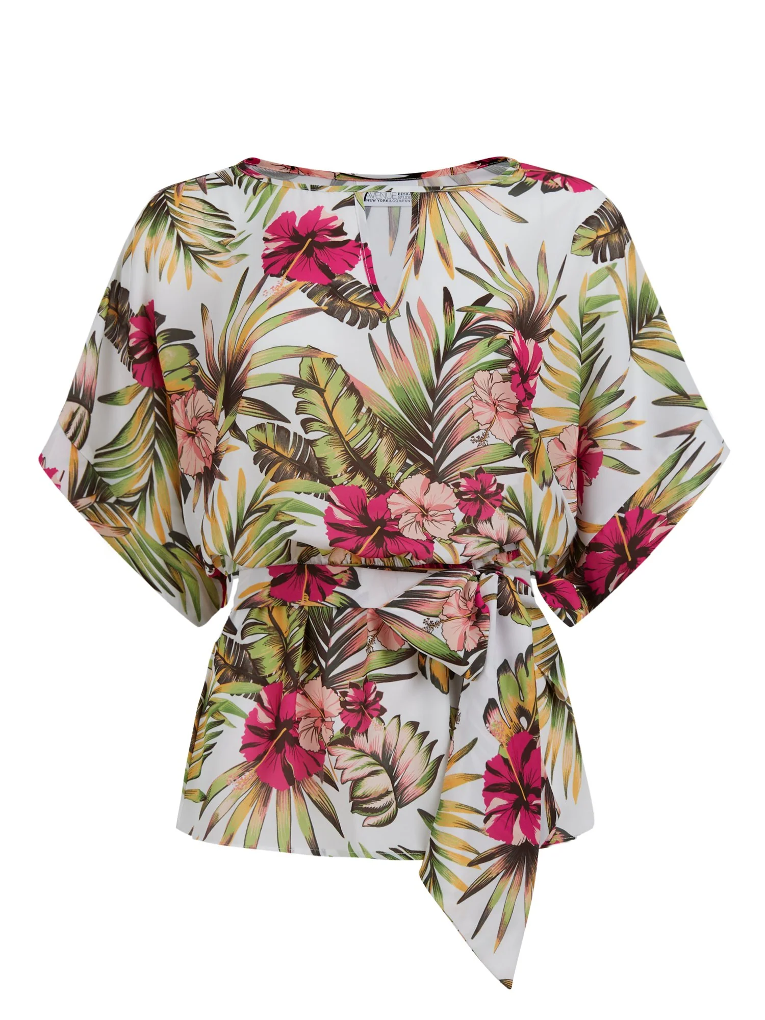 Tropical-Print Bow-Front Kimono Top - Image 6
