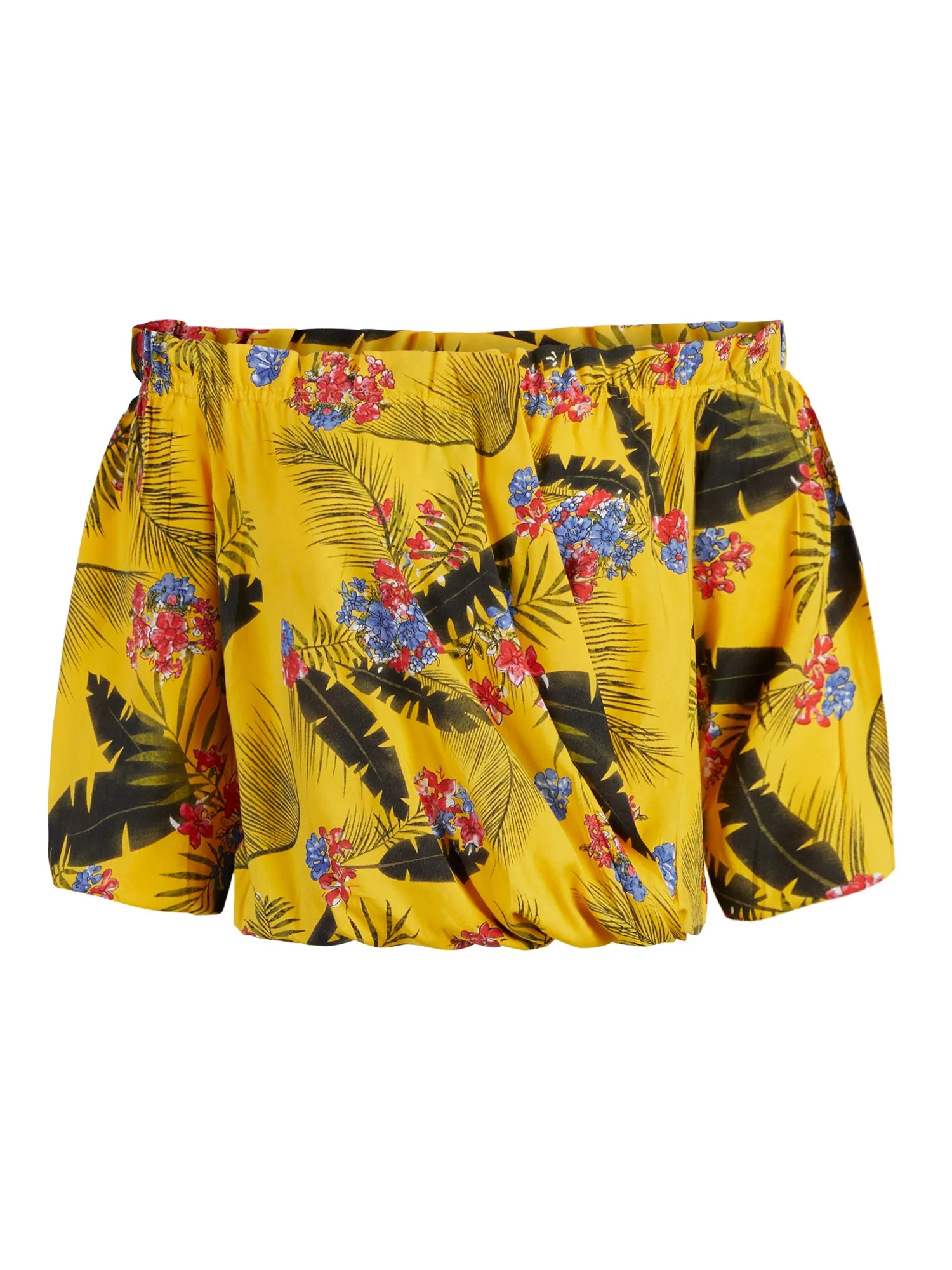 Tropical Print Off-The-Shoulder Wrap Top - Image 2