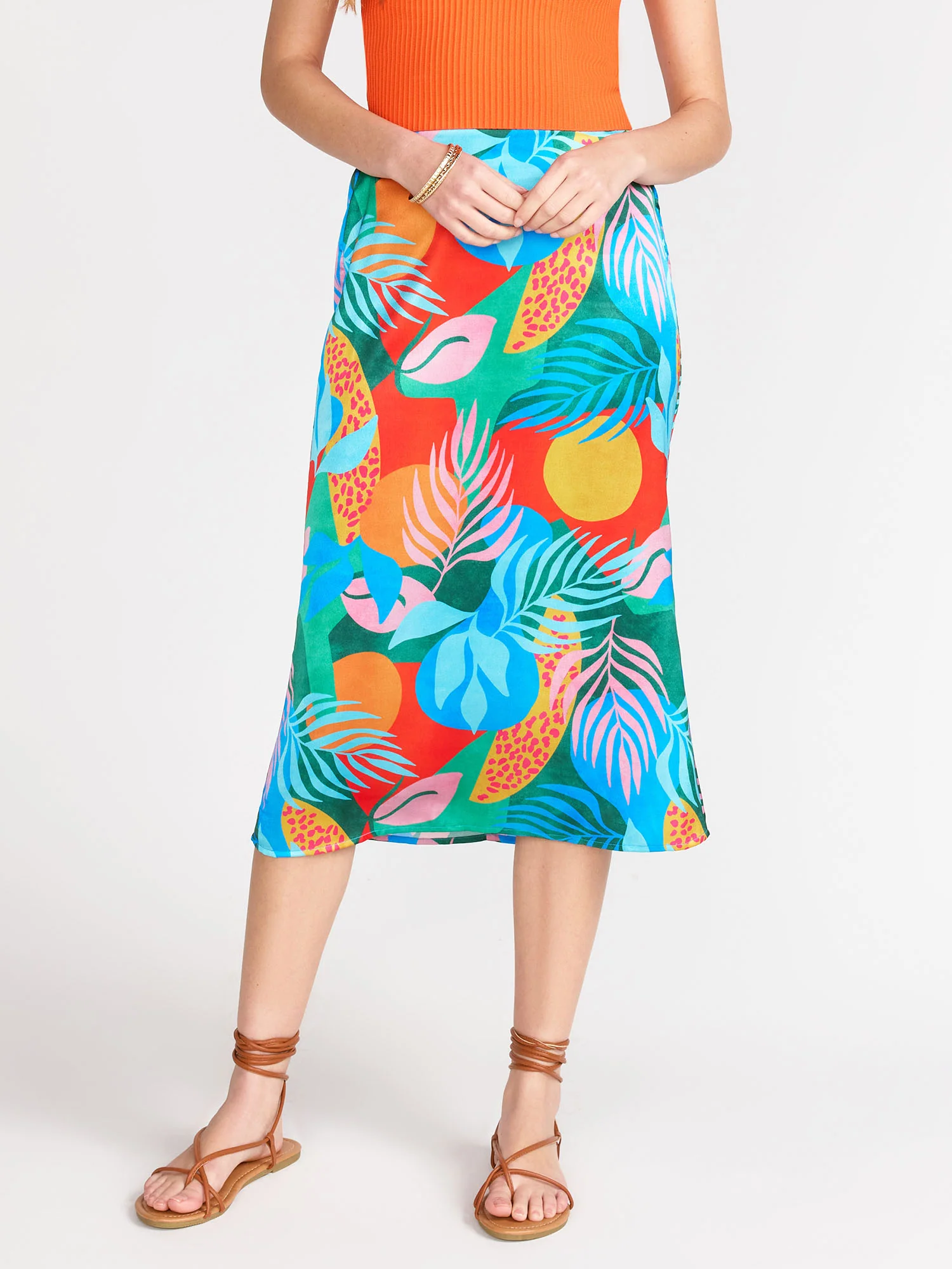 Tropical Print Satin Slip Skirt - Dress Forum - Image 2