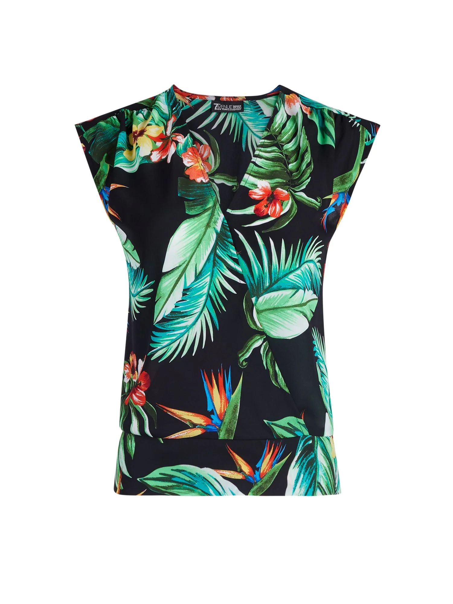 Tropical-Print Smocked Wrap Blouse - Image 2