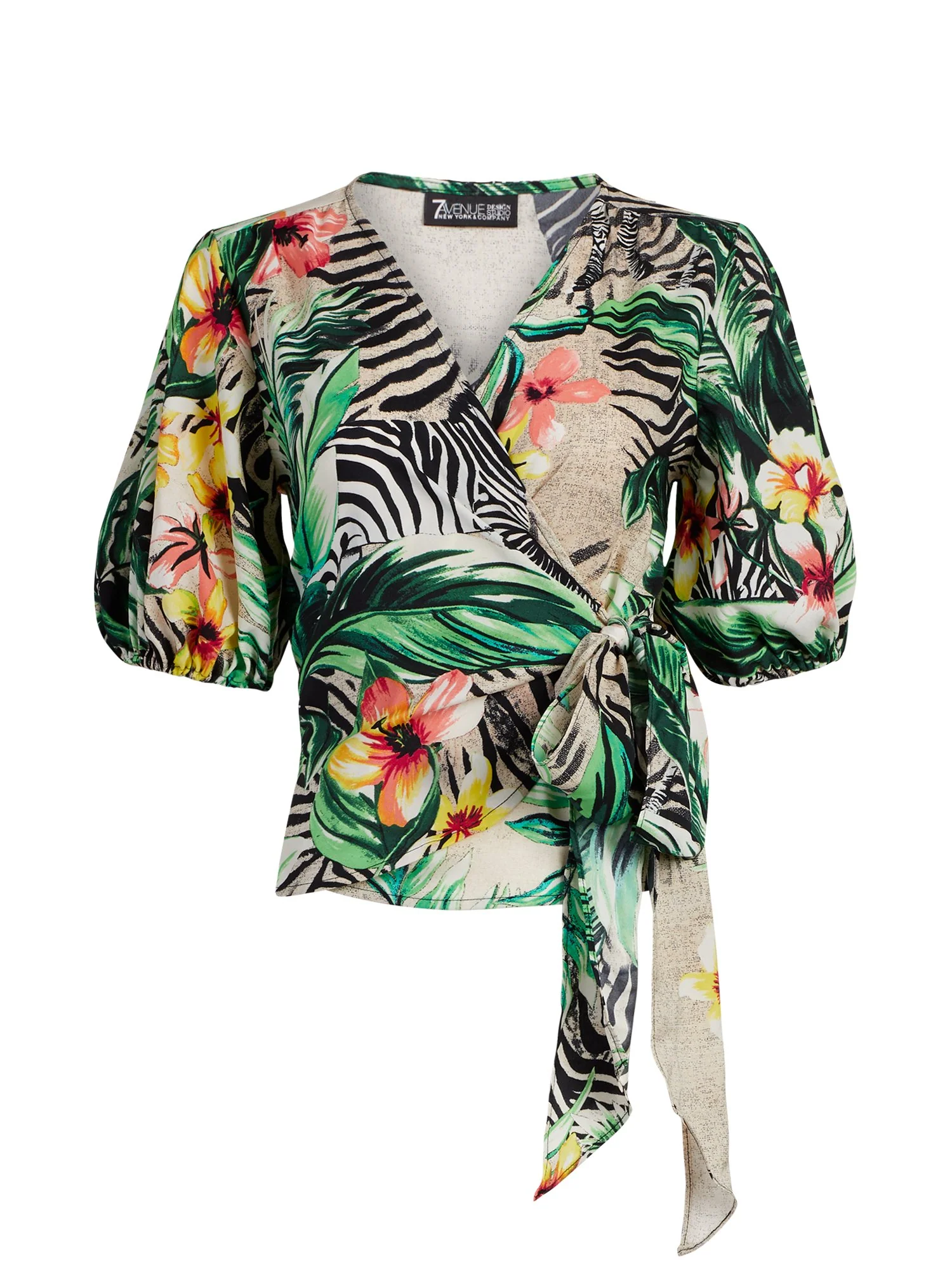 Tropical-Print Tie-Waist Top - Image 2