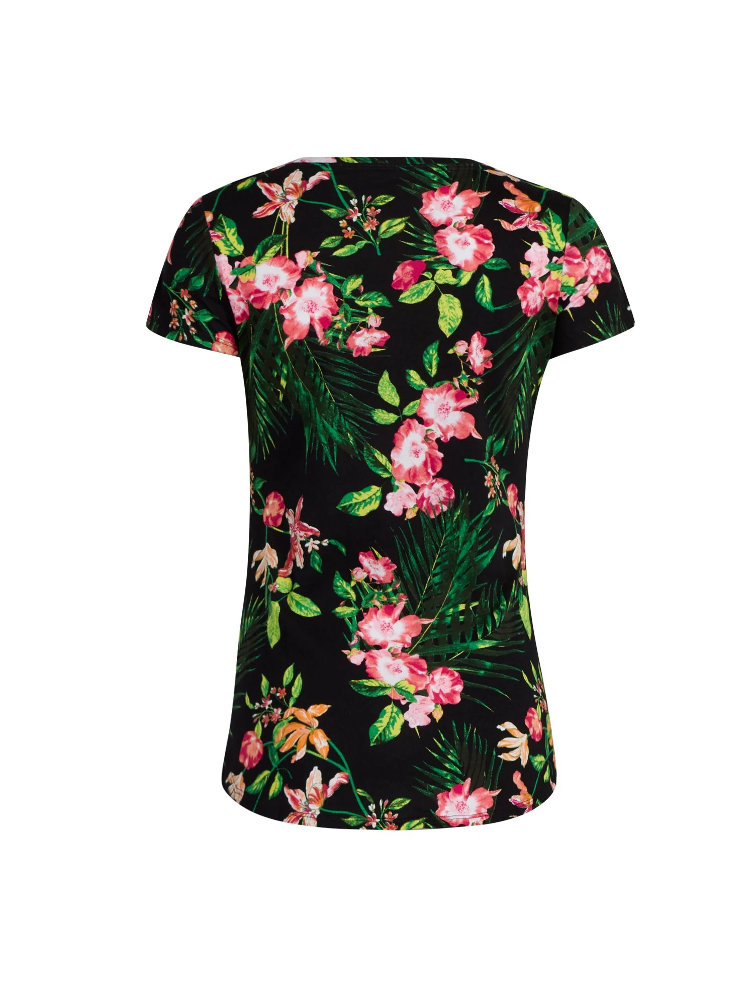 Tropical-Print V-Neck Perfect Tee - Image 3