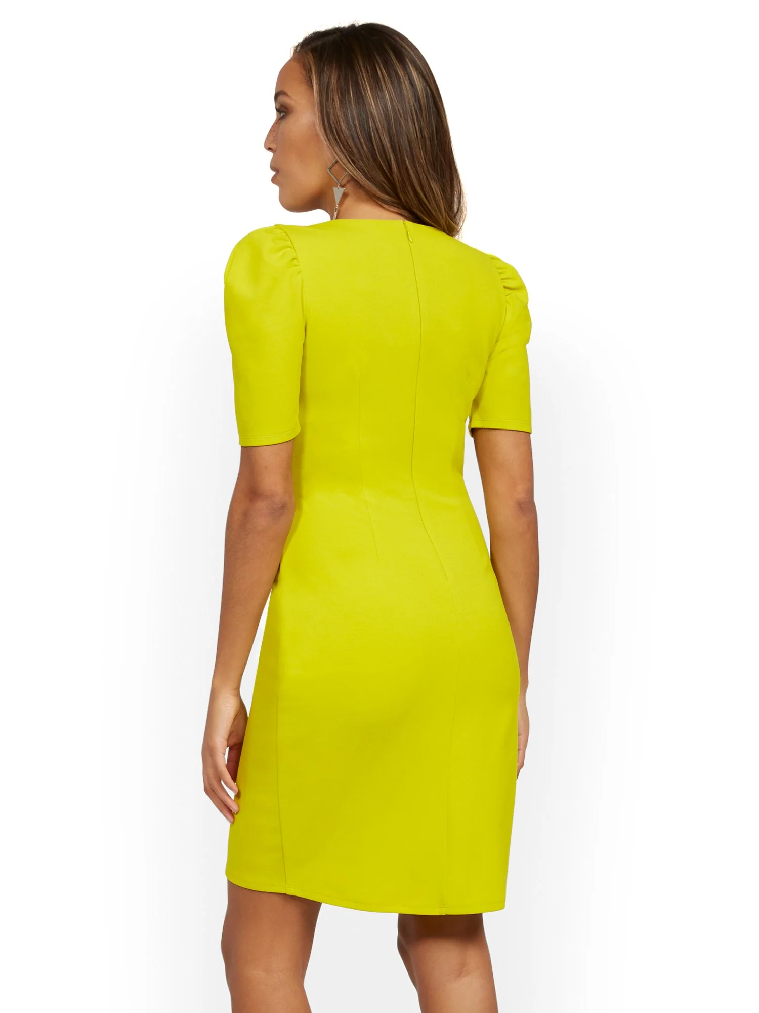 Tulip-Hem V-Neck Sheath Dress - Magic Crepe® - Image 9