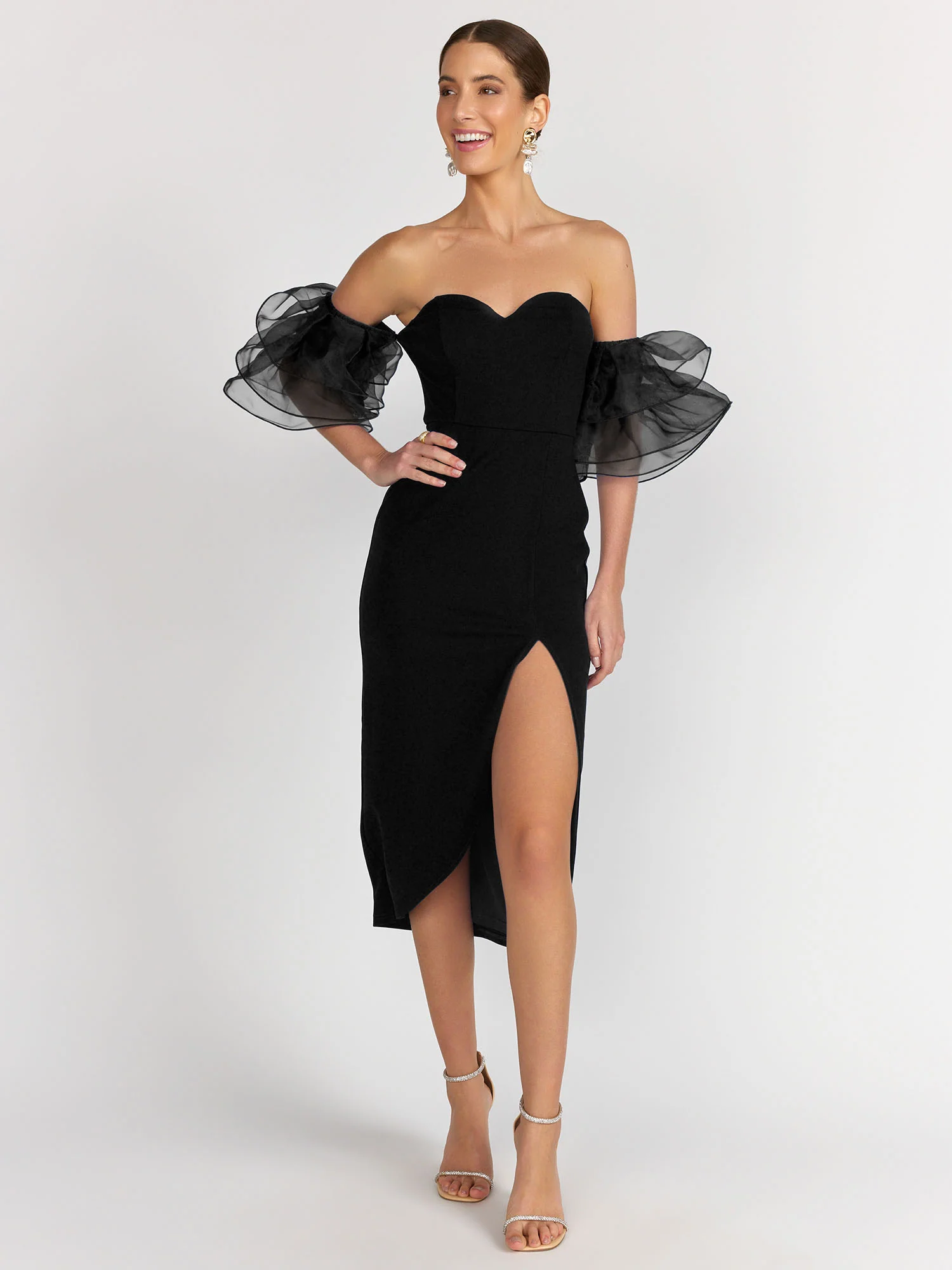 Blue Blush Tulle Off Shoulder Midi Dress - Brands We Love