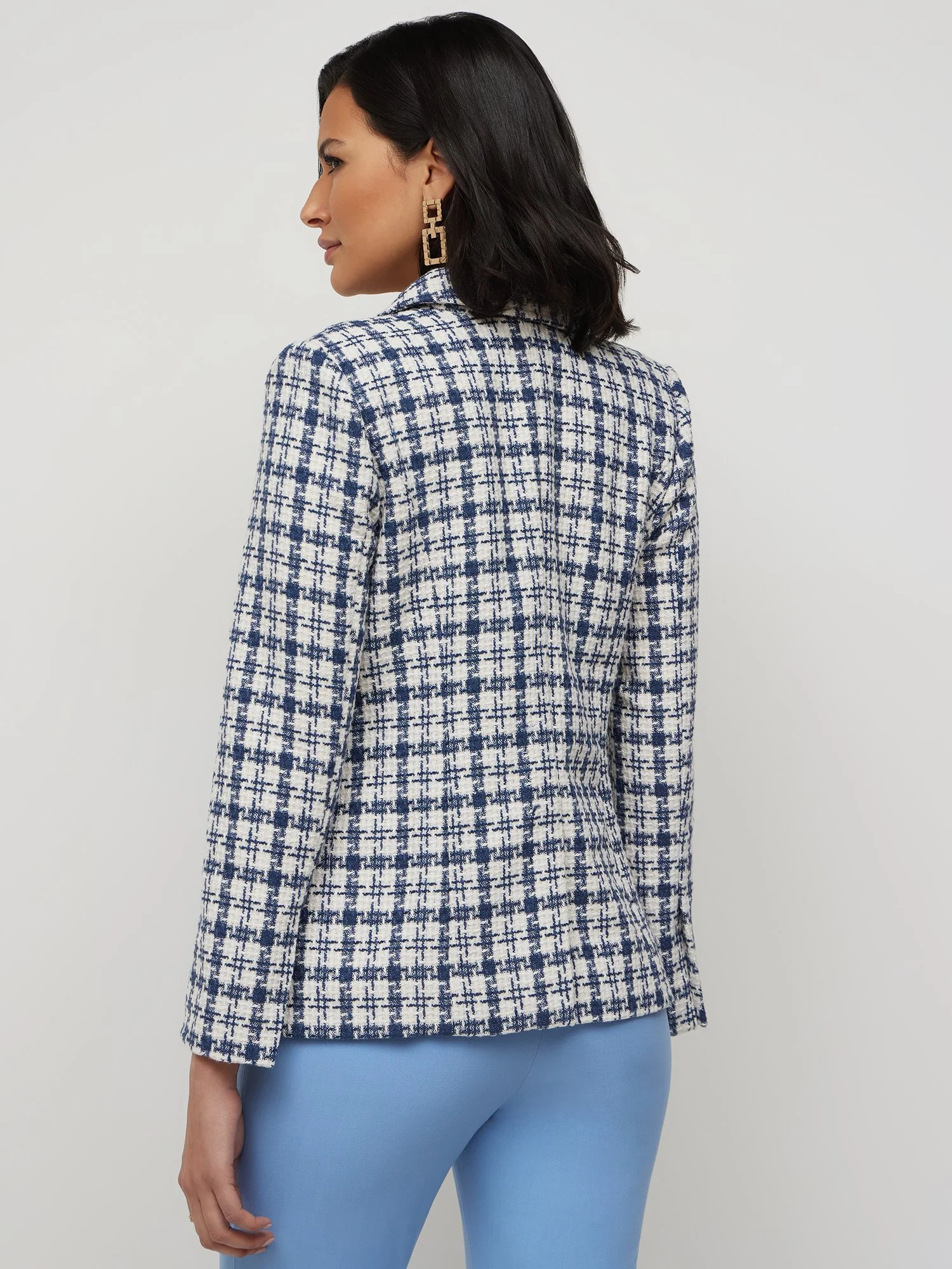 Tweed Check Double-Breasted Blazer - Image 2