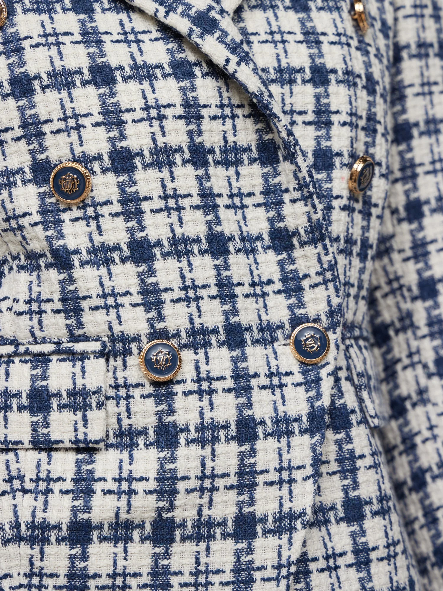 Tweed Check Double-Breasted Blazer - Image 3