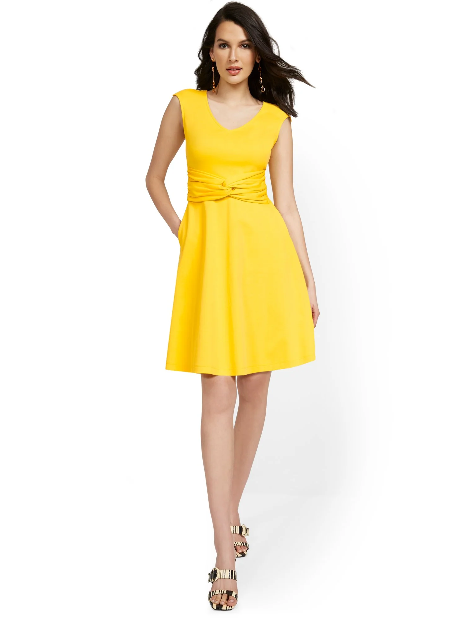 Twist-Front Fit and Flare Dress - City Knits - Image 2