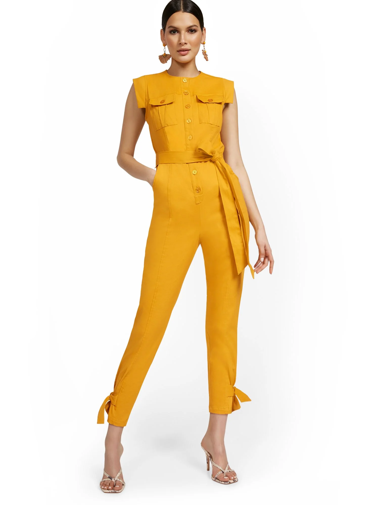 Two-Pocket Ankle-Tie Utility Jumpsuit - Image 2