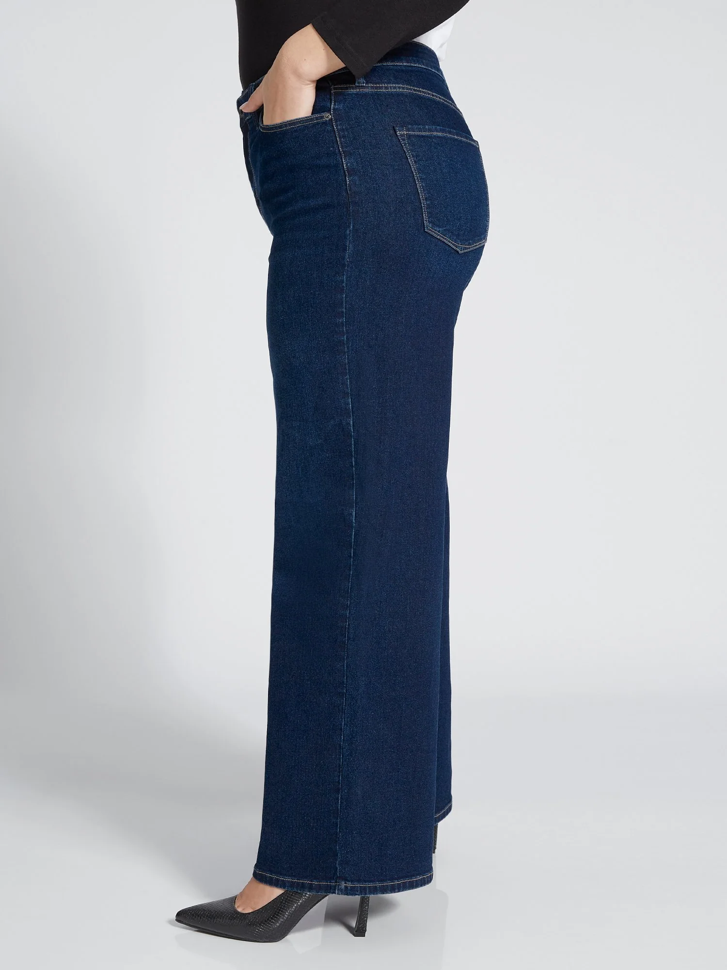 Ultra High-Waisted Wide-Leg Jeans - Dark Wash - Image 2